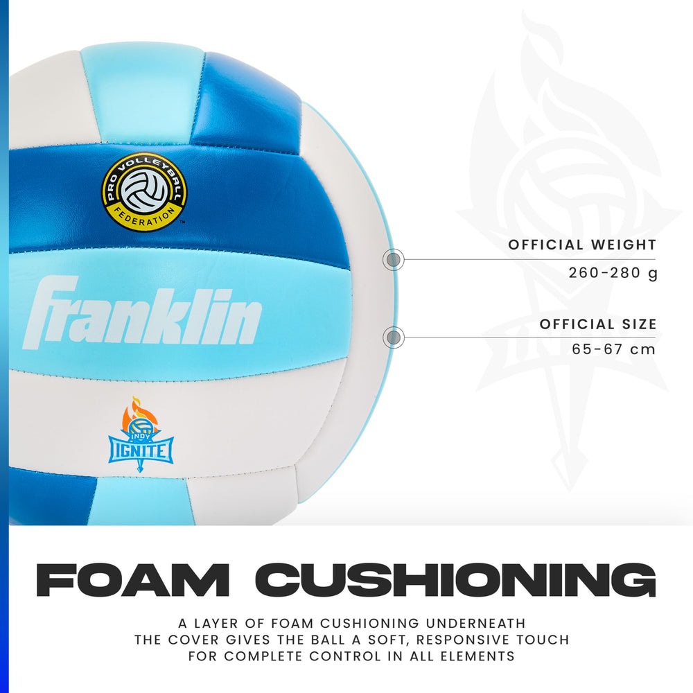 Franklin Sports PVF Indy Ignite detailed team logo shot highlighting official PVF branding