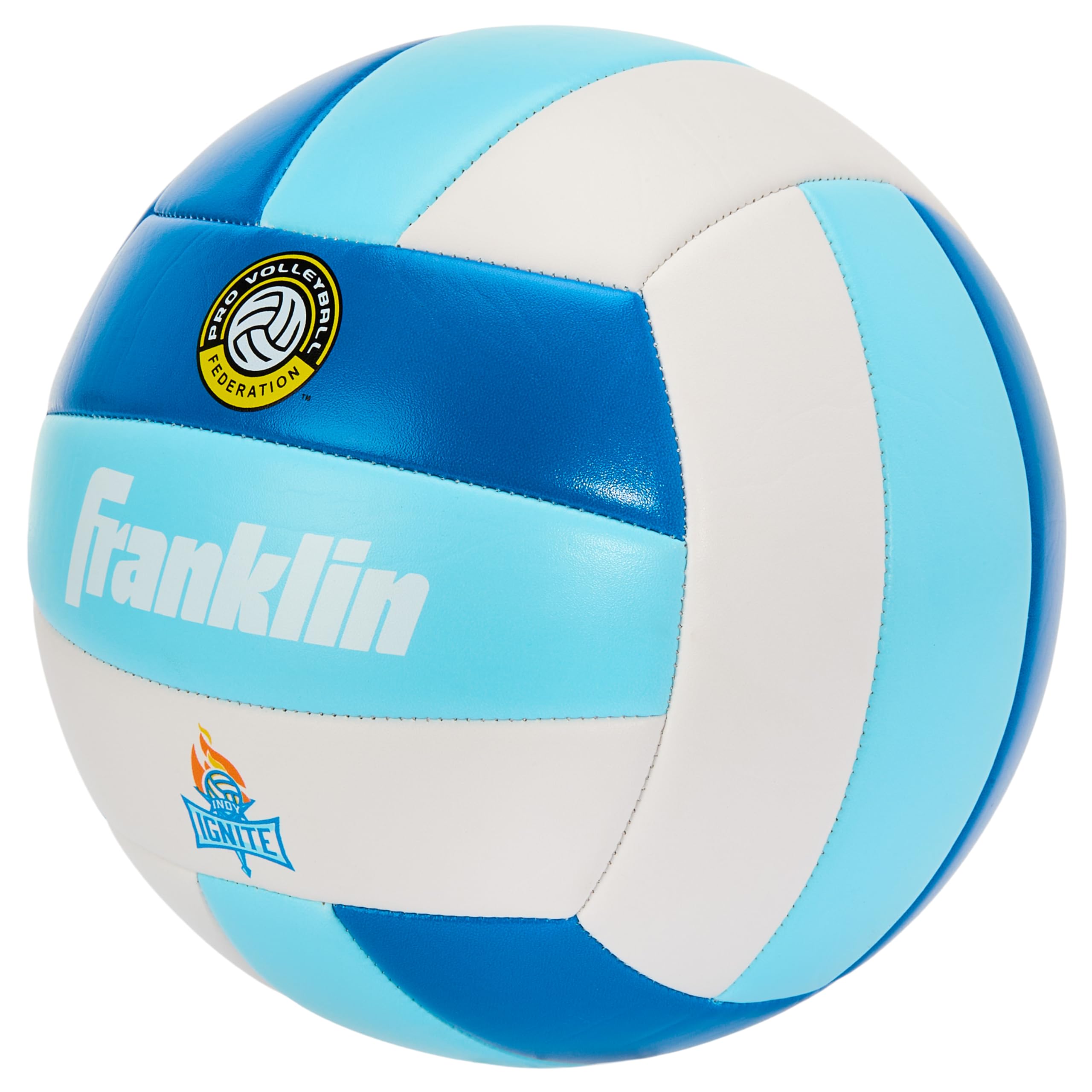 Franklin Sports PVF Indy Ignite on grass demonstrating weatherproof cover for outdoor play