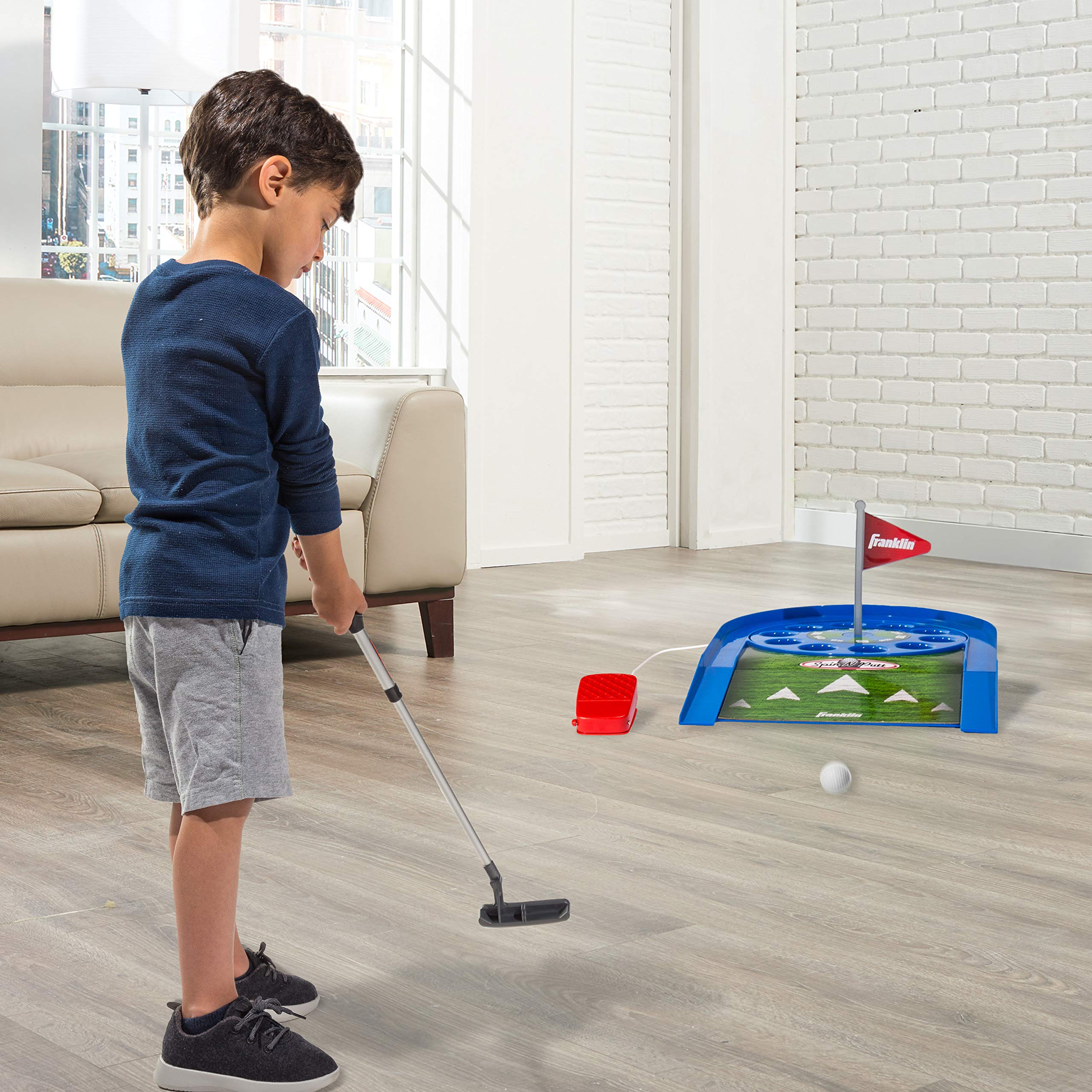 Franklin Sports size comparison with hand illustrating child-friendly scale