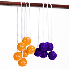 Franklin Sports front view of six bolas showing colors and fit for ladderball