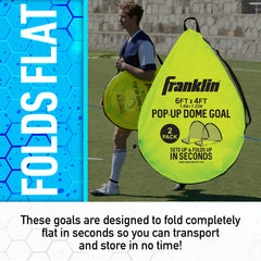 Franklin Sports included carry bag holding two folded pop-up goals for transport