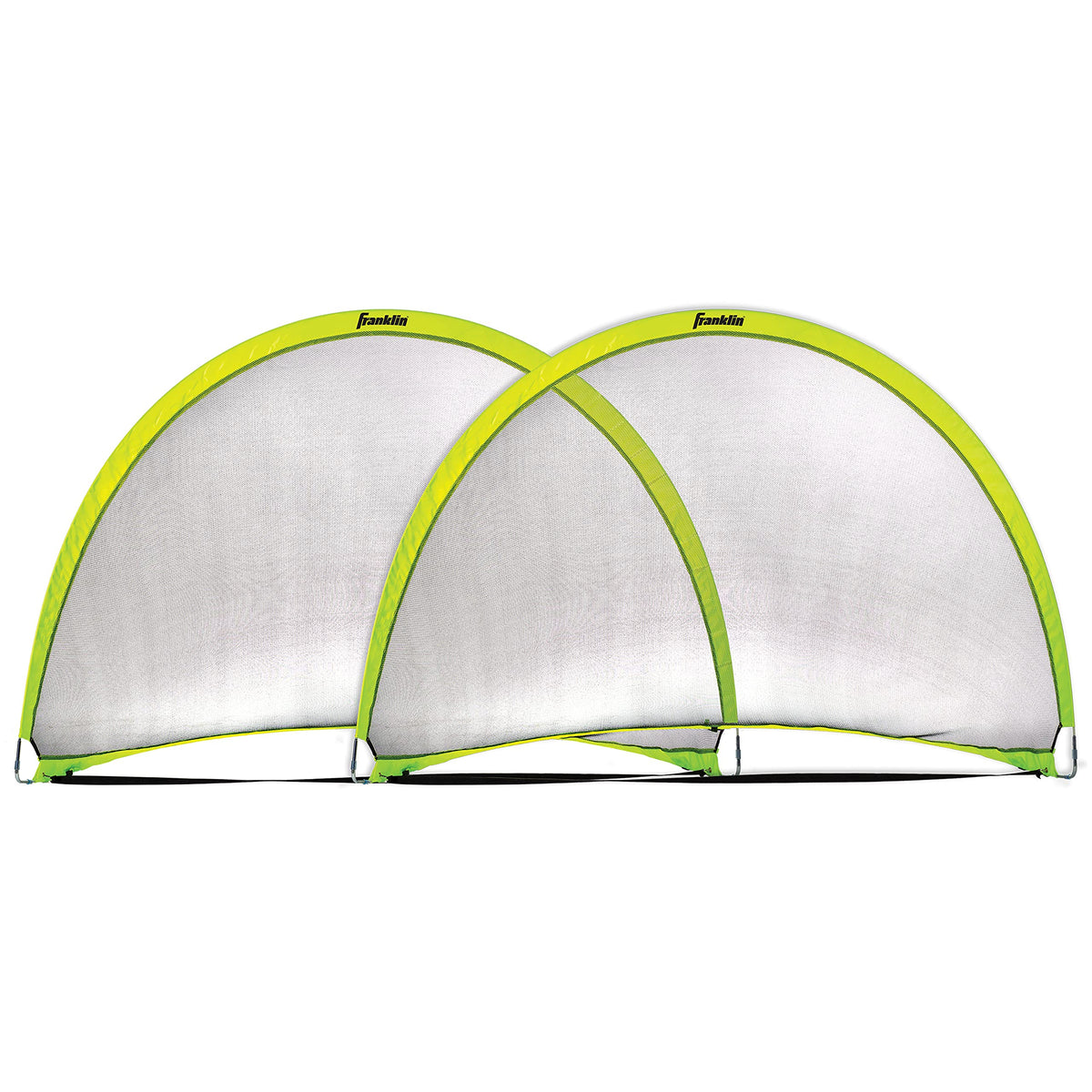 Franklin Sports front view of yellow pop-up dome goal showing structure and visibility