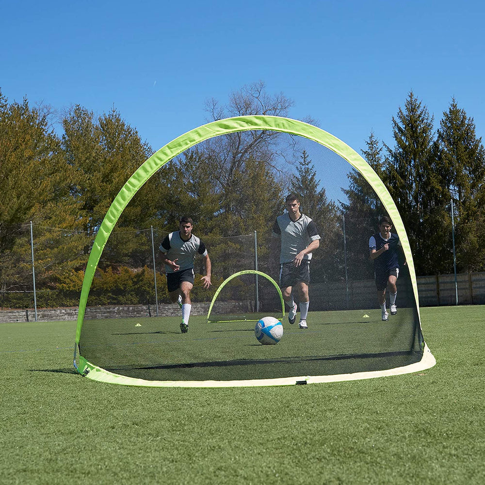 Franklin Sports goals set up in backyard illustrating family-friendly play setup