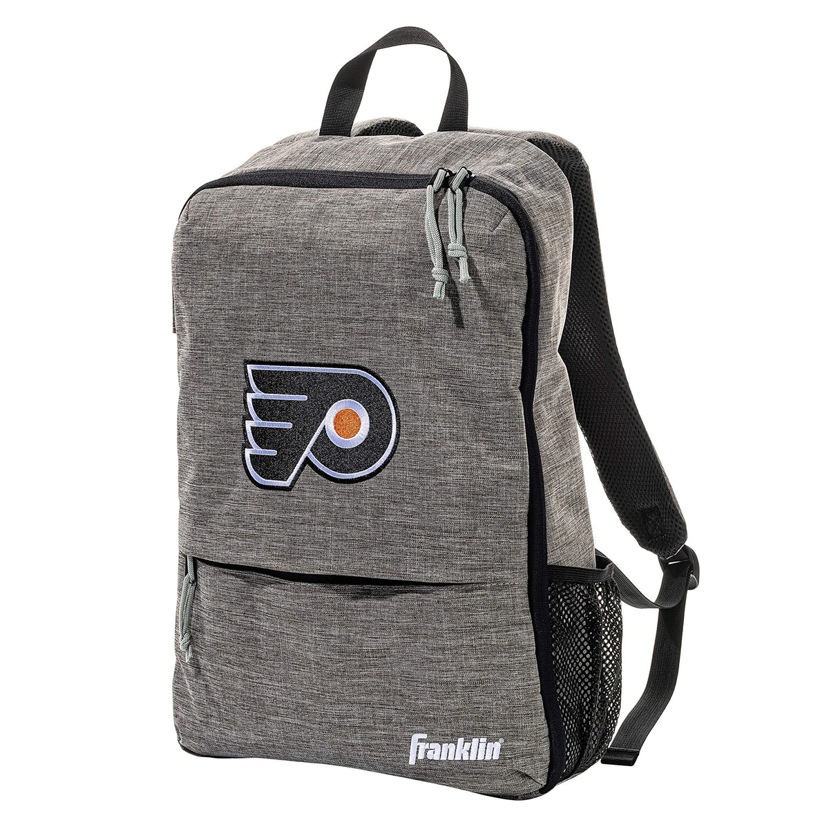Franklin Sports backpack front view with Flyers logo showing team pride and organized storage