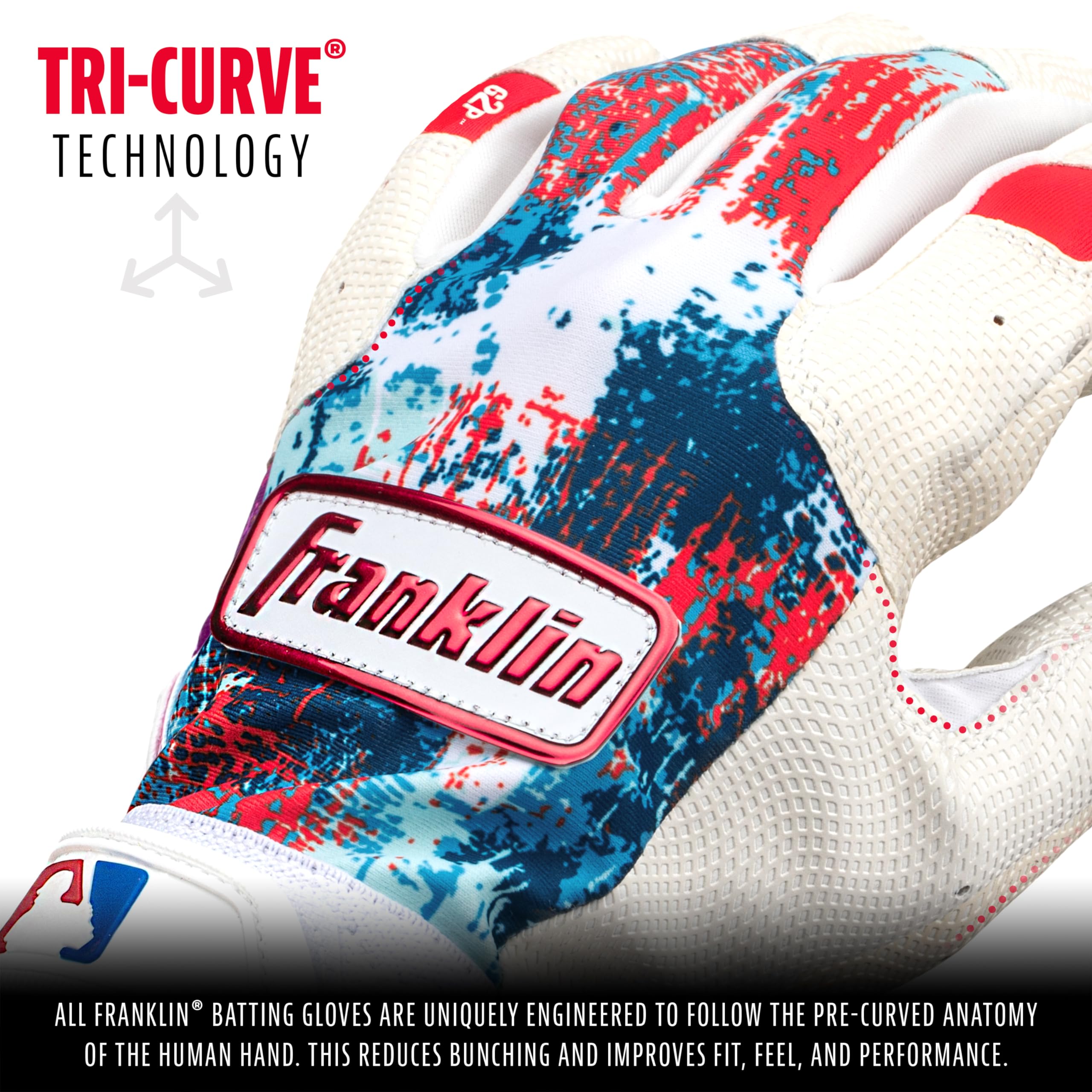 Franklin Sports close-up textured palm for improved bat grip and control