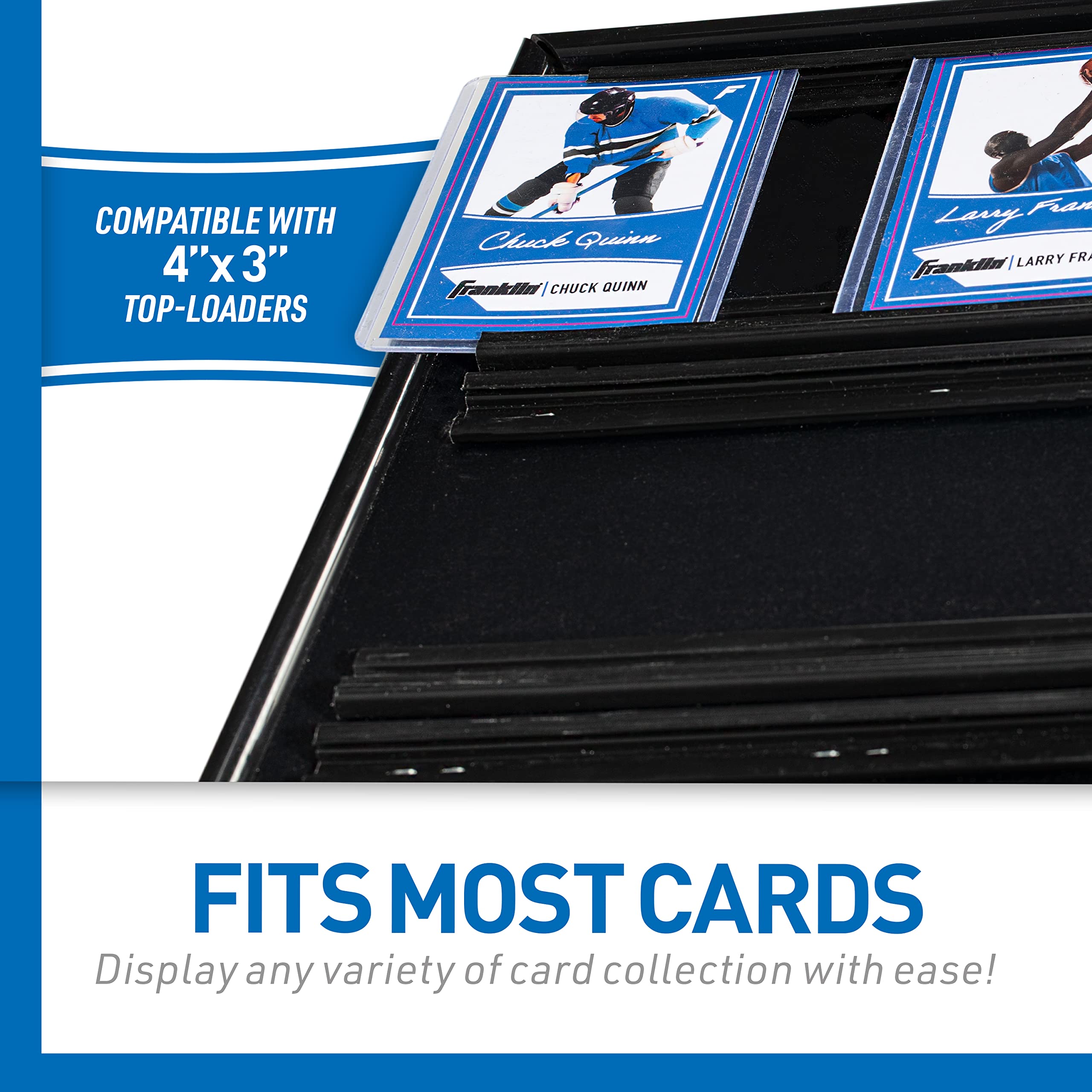 Franklin Sports clear top-loader detail protecting card surfaces and reducing scratches benefit