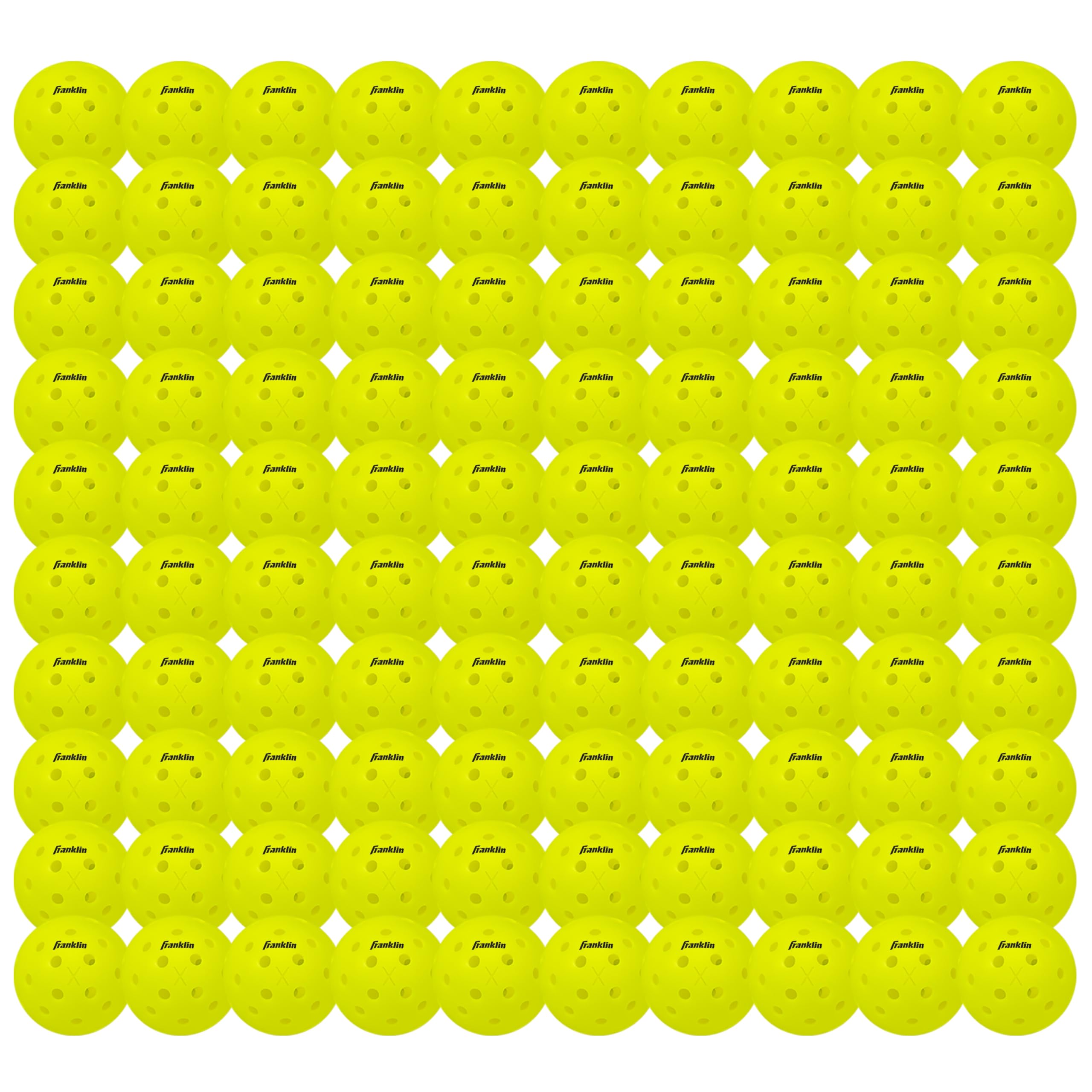 Franklin Sports X-40 front packaging showing bulk 100-pack and brand for convenience