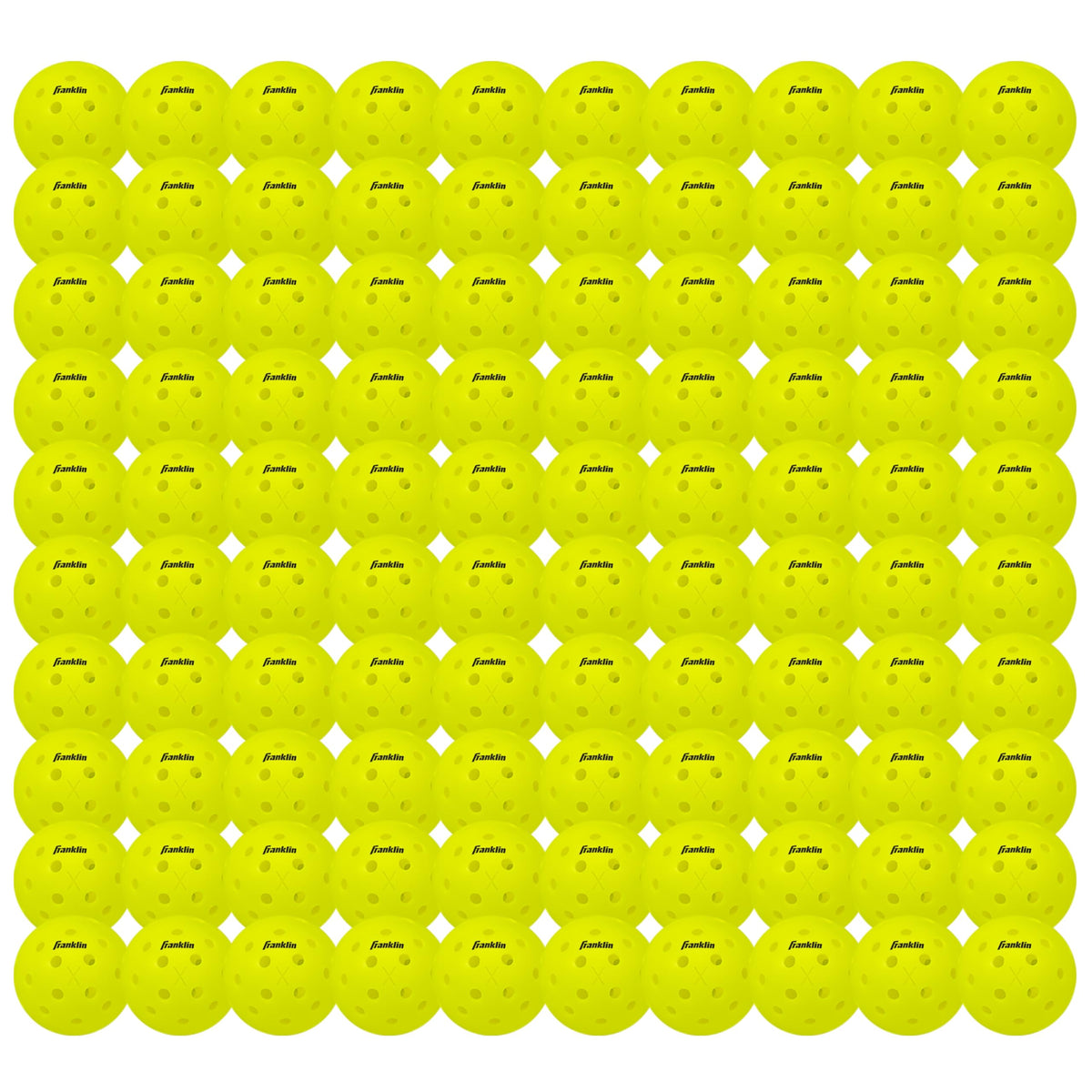 Franklin Sports X-40 front packaging showing bulk 100-pack and brand for convenience
