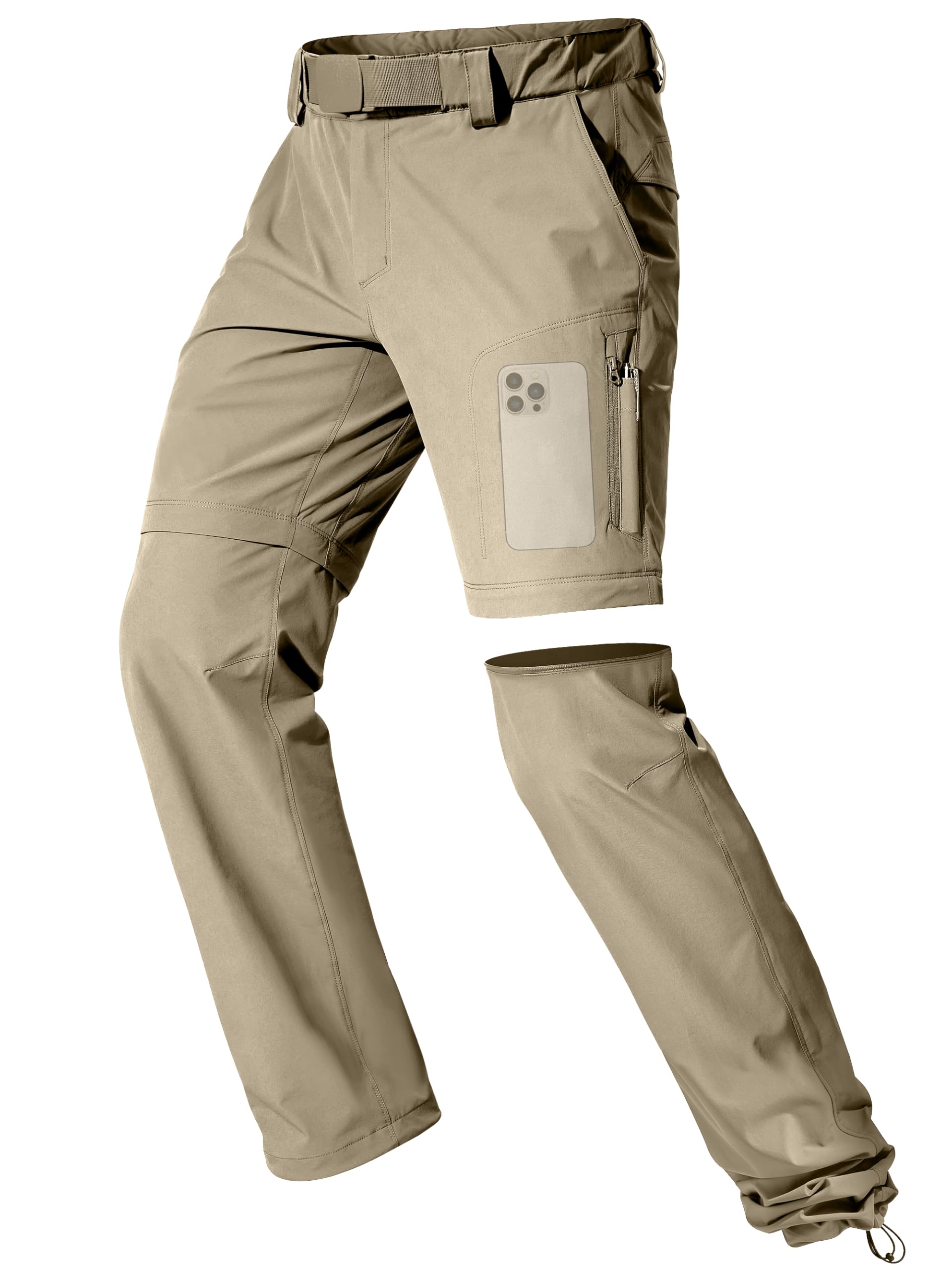 FREE SOLDIER front view of pants showing fit and zip-off legs for versatile wear