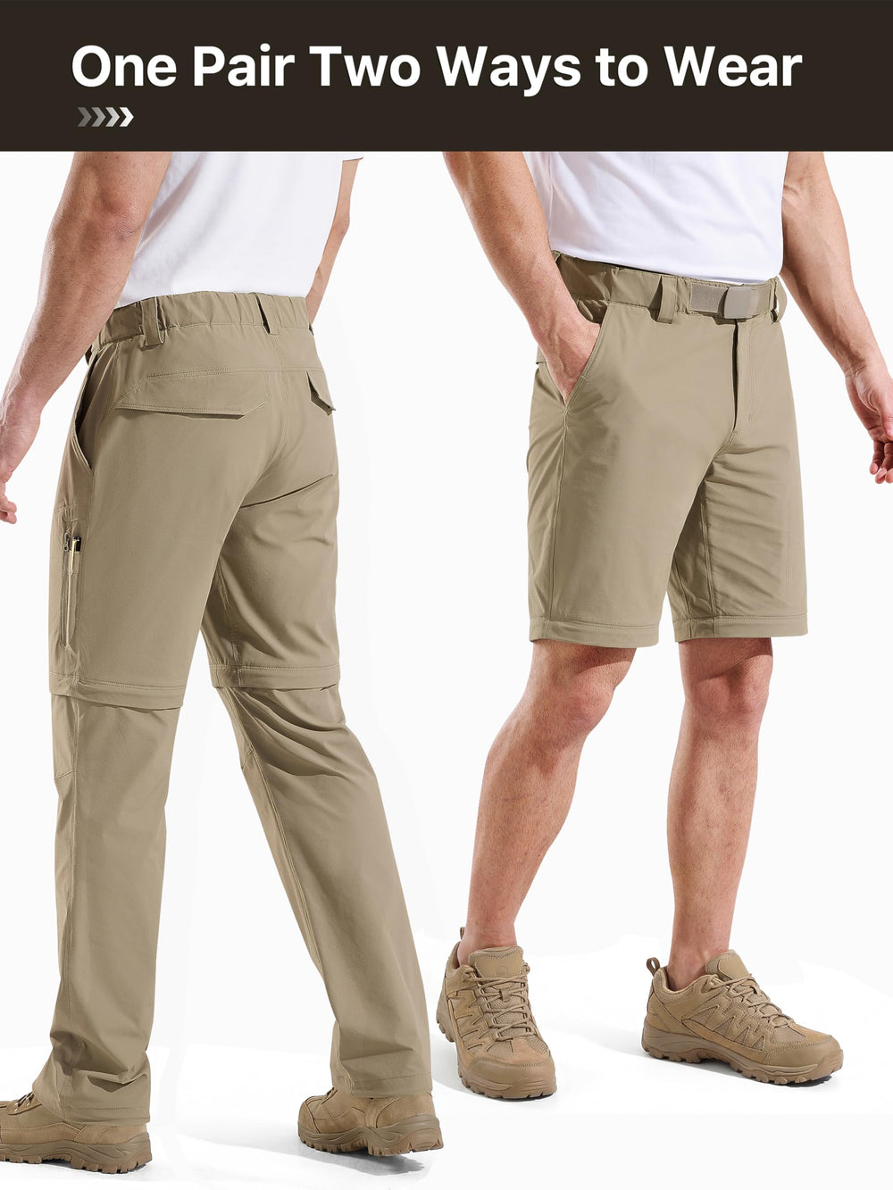 FREE SOLDIER close-up of zip-off zipper showing easy convertibility benefit