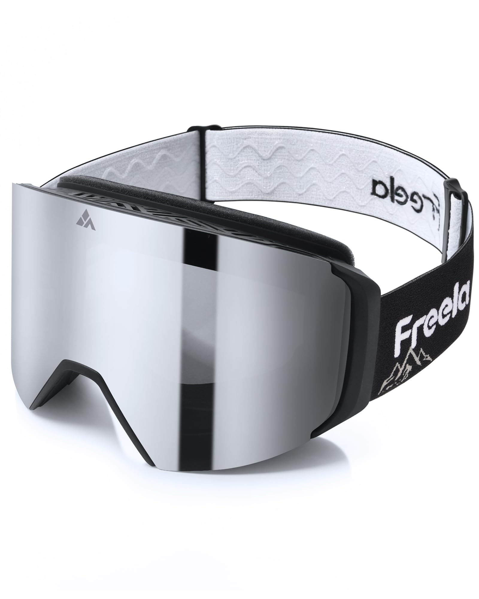 Freela front view goggles showing frameless field of vision and protective benefits