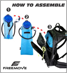 FREEMOVE close-up of 2L TPU bladder highlighting durable leakproof material