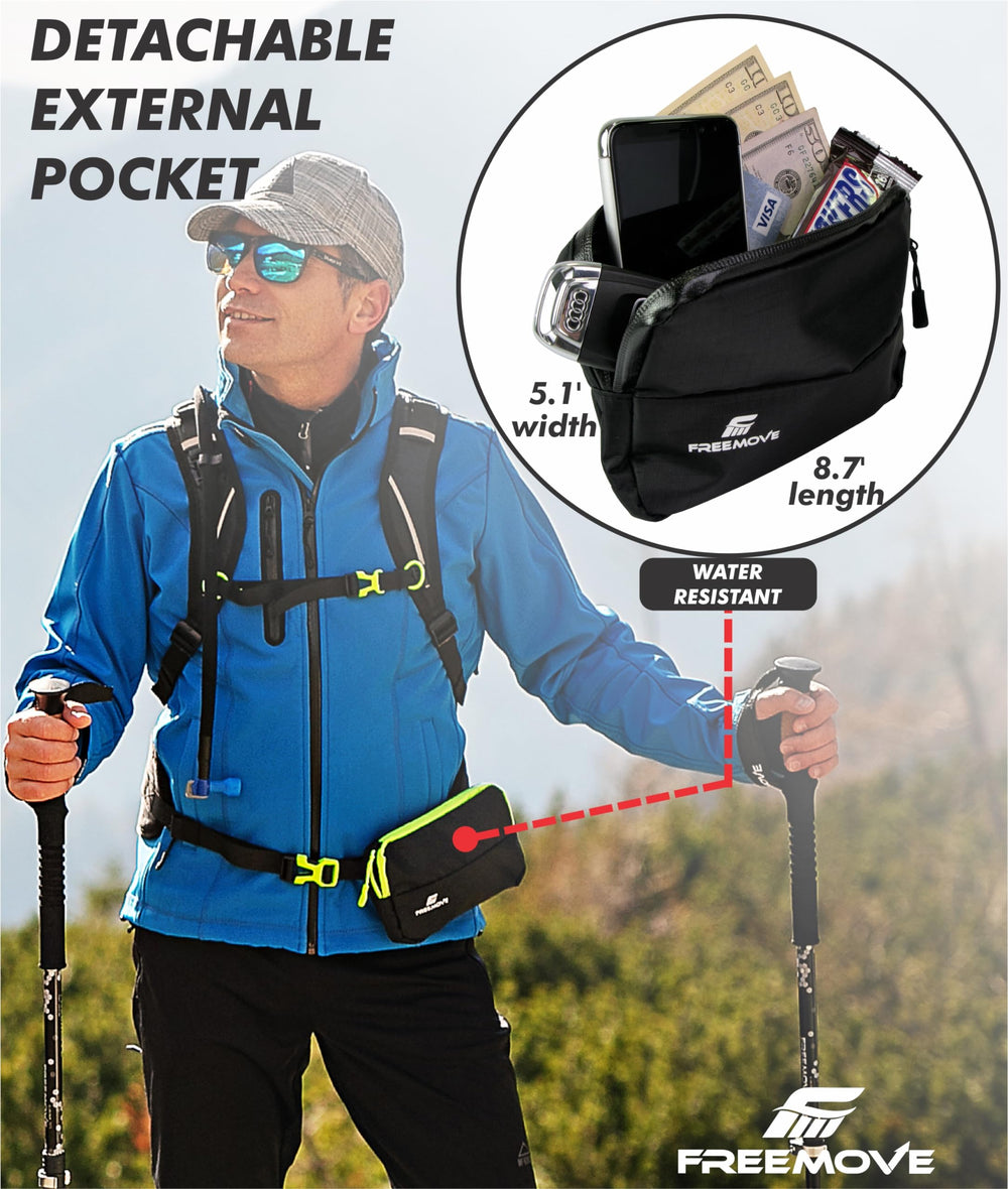 FREEMOVE open pack showing multiple compartments and organized storage