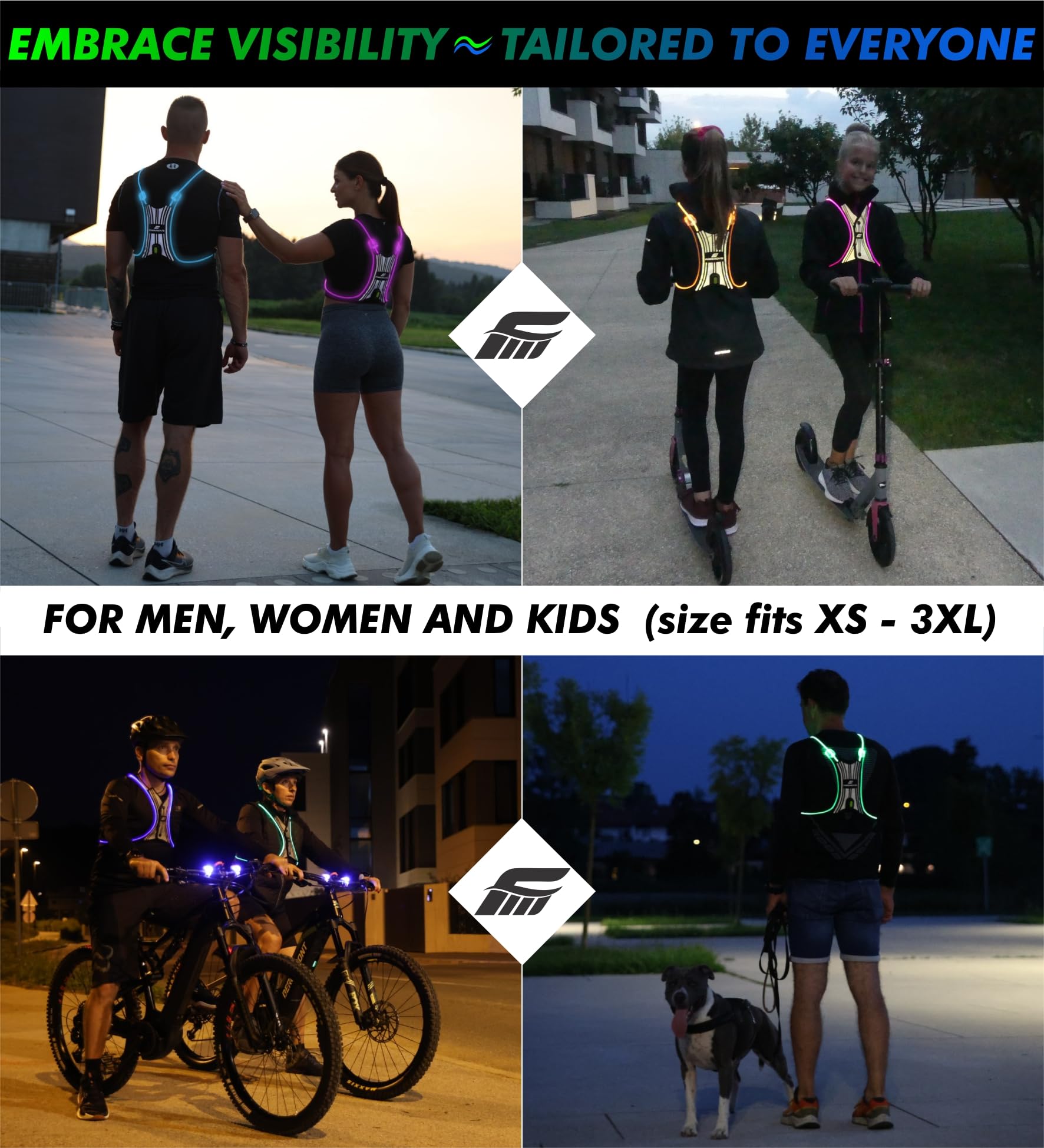 FREEMOVE SPIDER worn by night runner illustrating hands-free visibility on roads