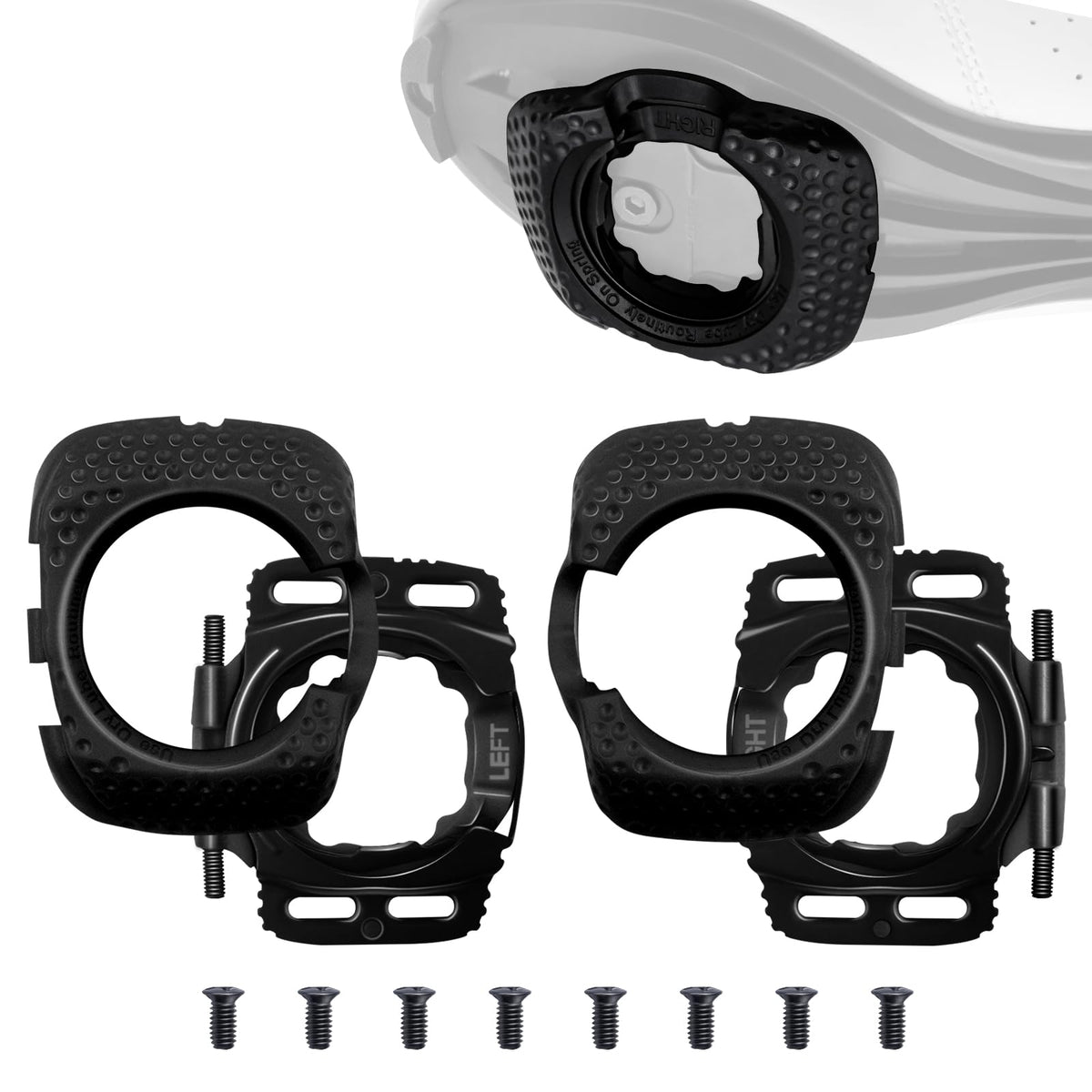 FREERDNG front view of cleat kit showing components and benefit of full replacement