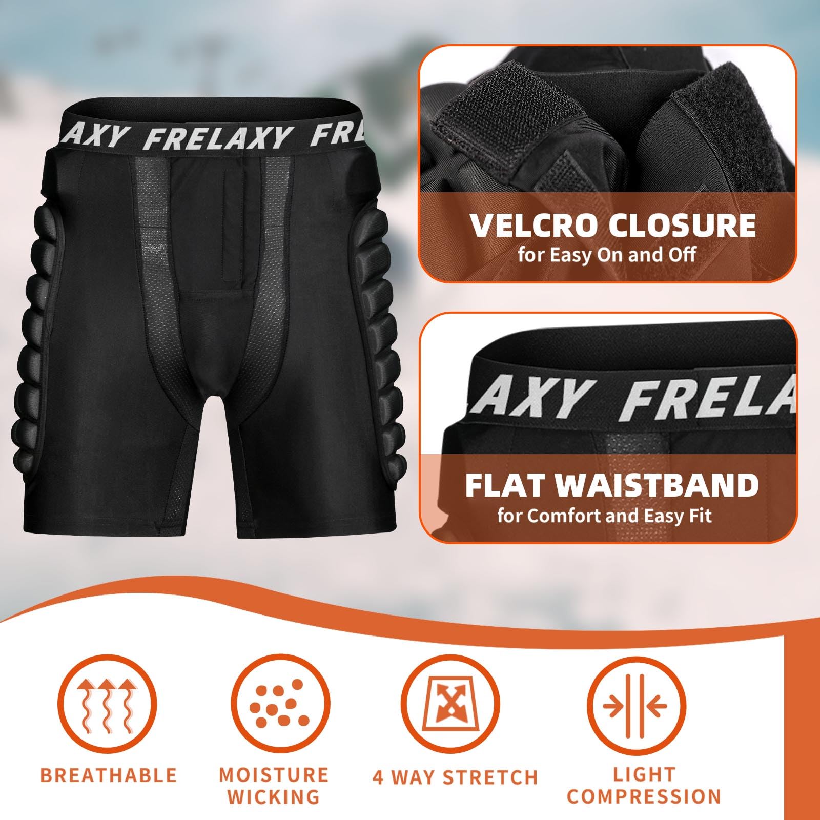Frelaxy in use on snowboarder demonstrating secure cushioning during fall