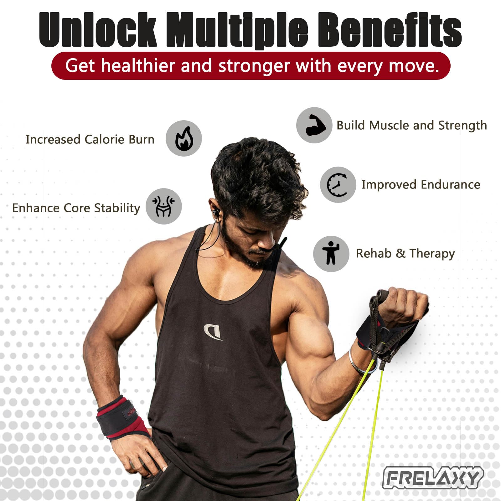 Frelaxy wrist weights with included storage bag for easy transport benefit