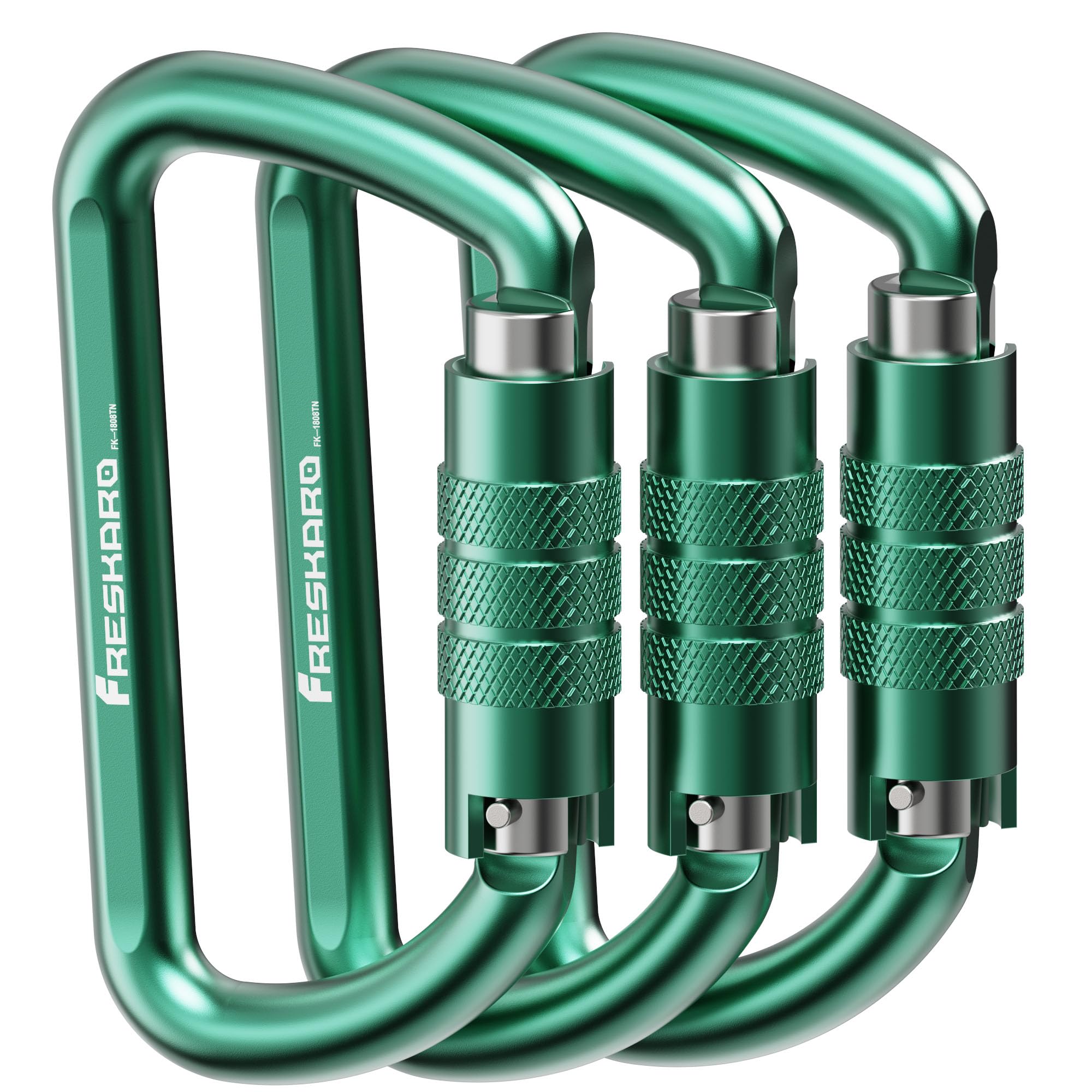 FresKaro front view of green 3-inch carabiner pack showing compact design and portability