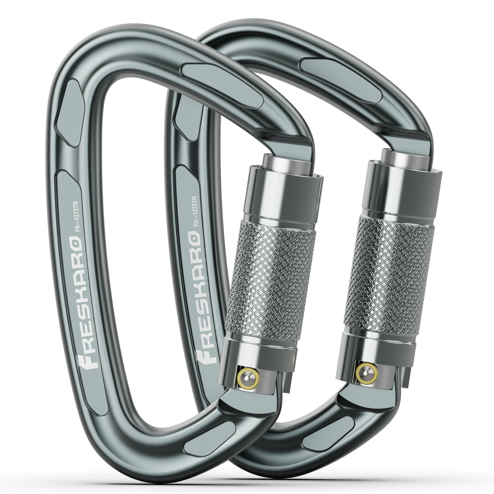FresKaro front view showing two gray carabiners and easy identification benefit
