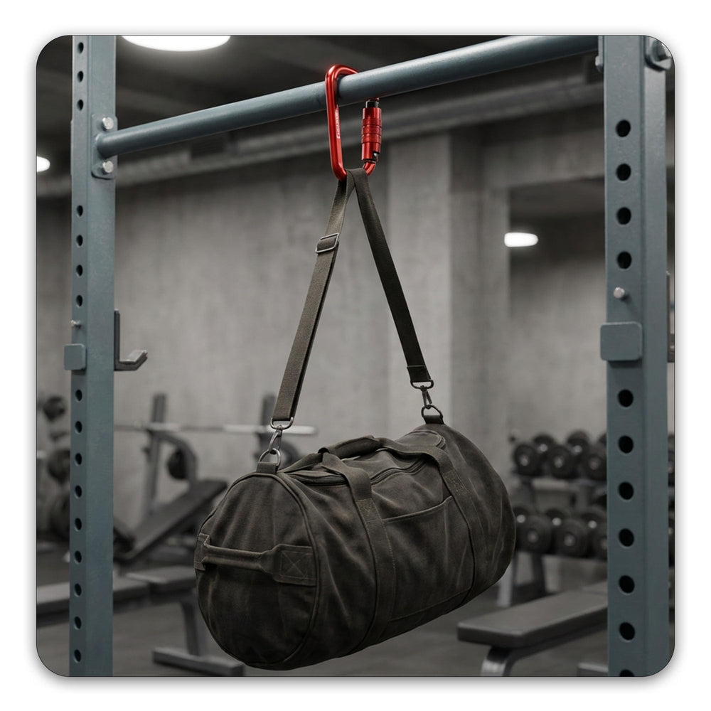 FresKaro carabiner connecting a hammock loop showing reliable outdoor use