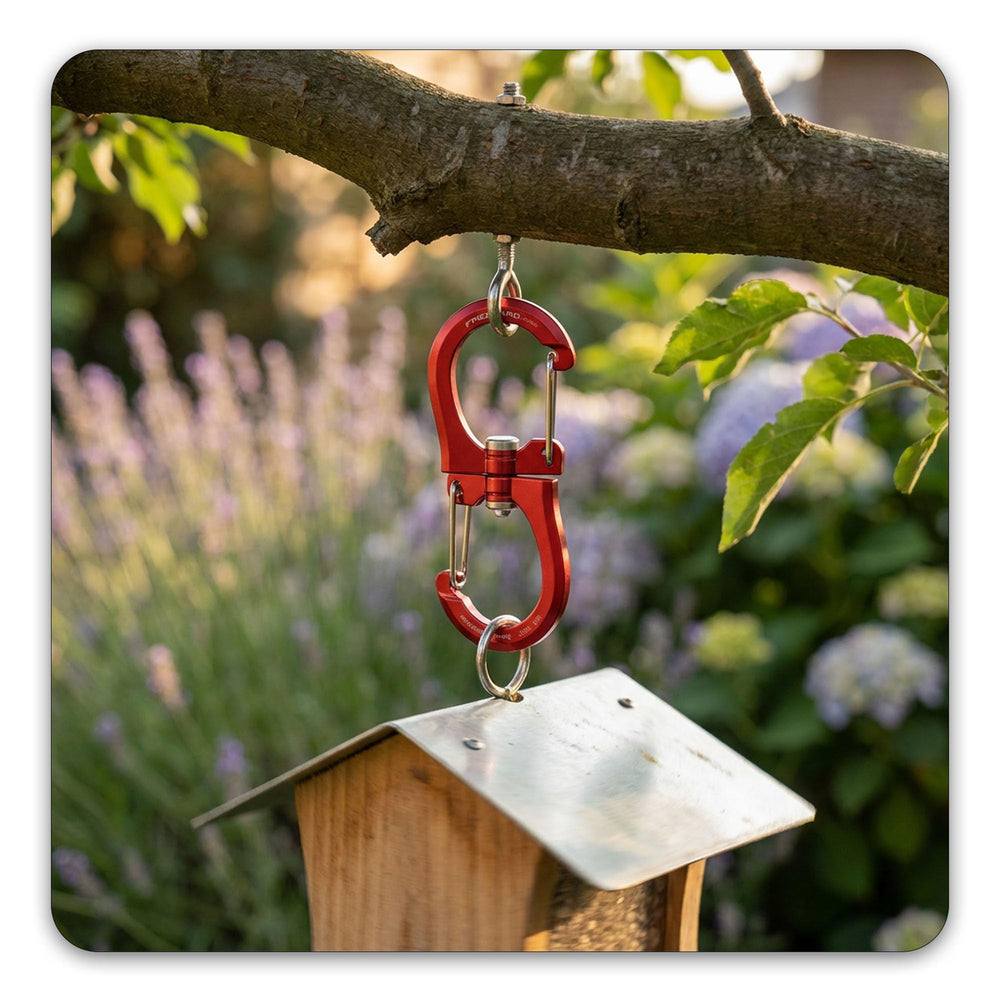 FresKaro carabiner on a keyring holding keys for organized accessibility