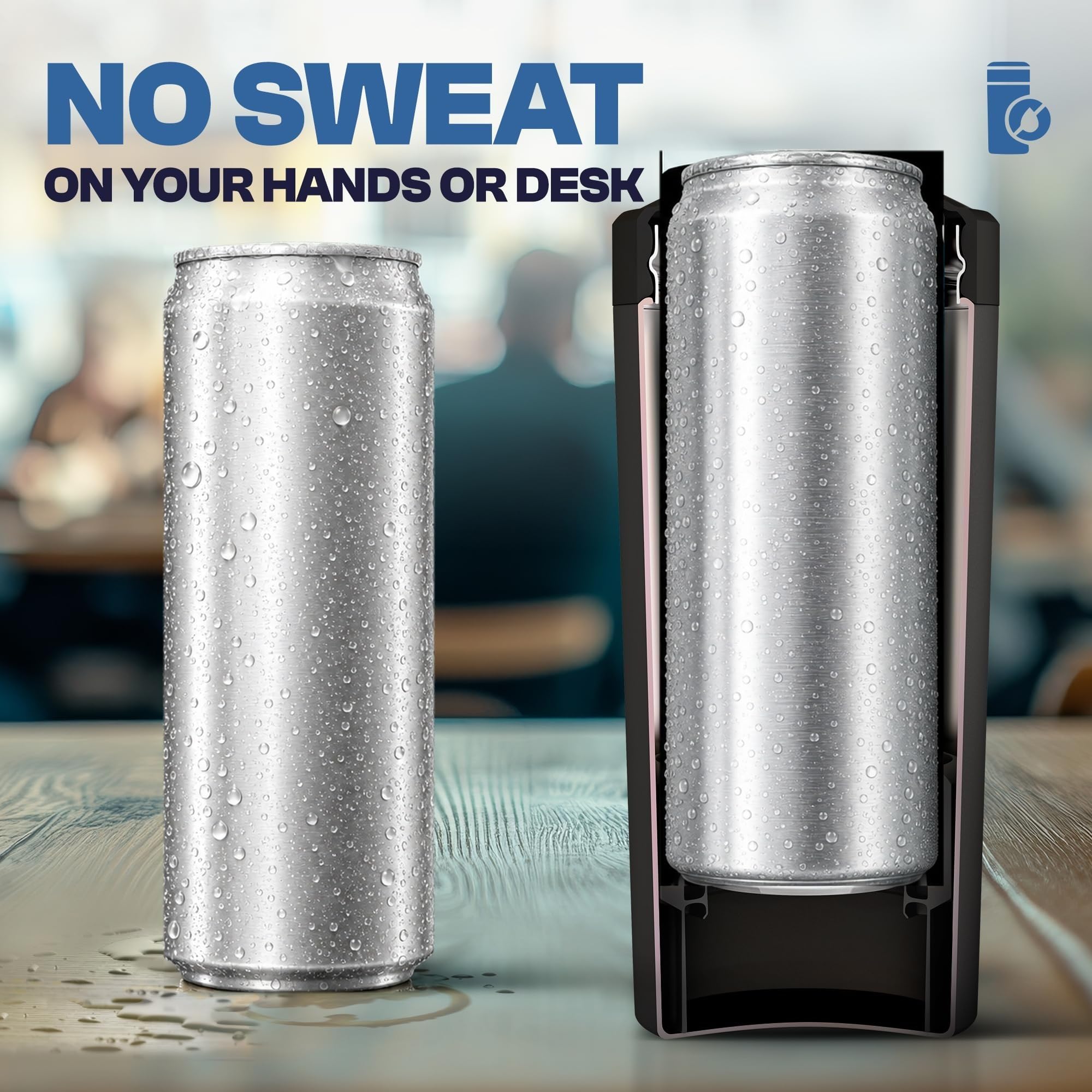 Frost Buddy size comparison beside cans illustrating scale and versatility
