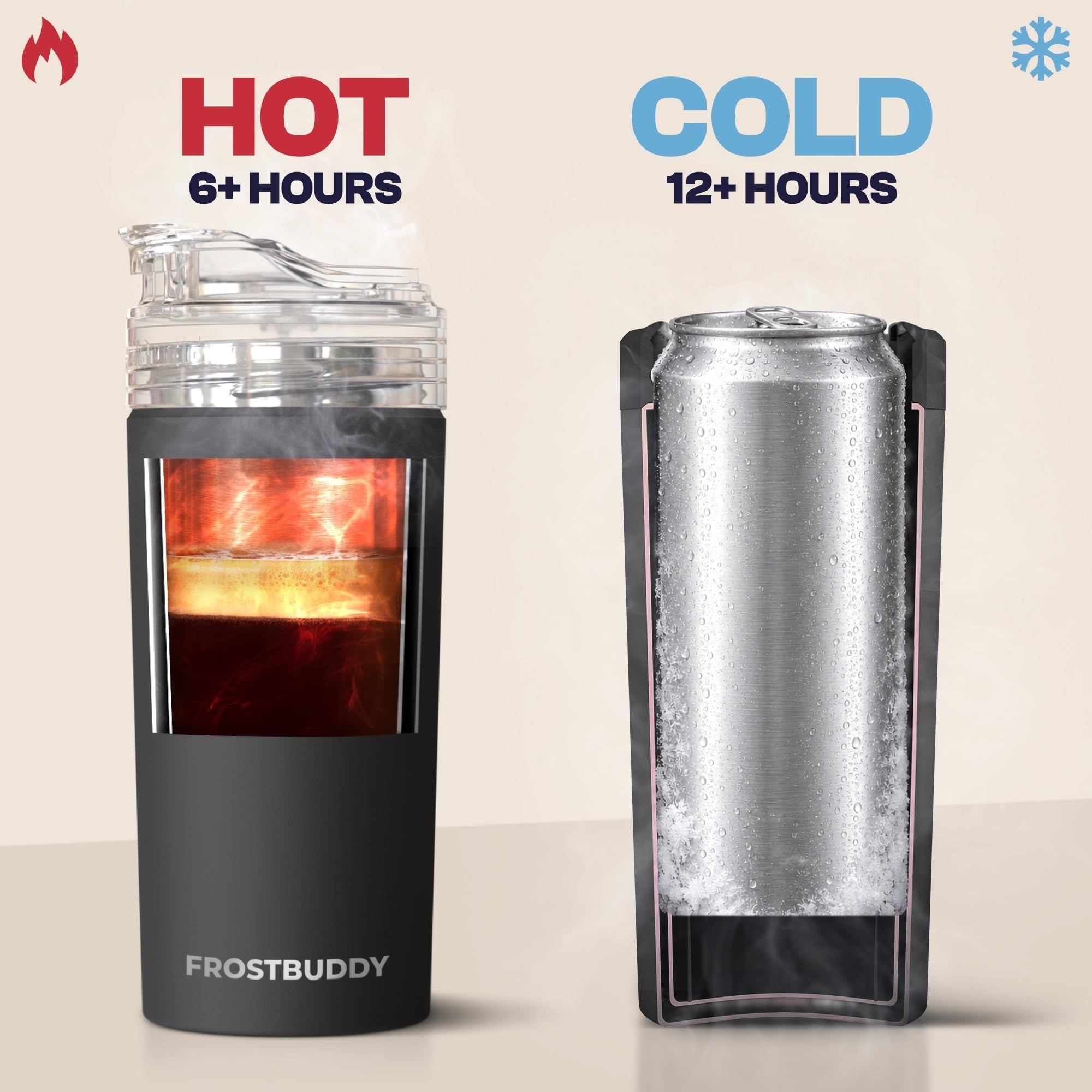 Frost Buddy open top showing interior fit for multiple can sizes and protection