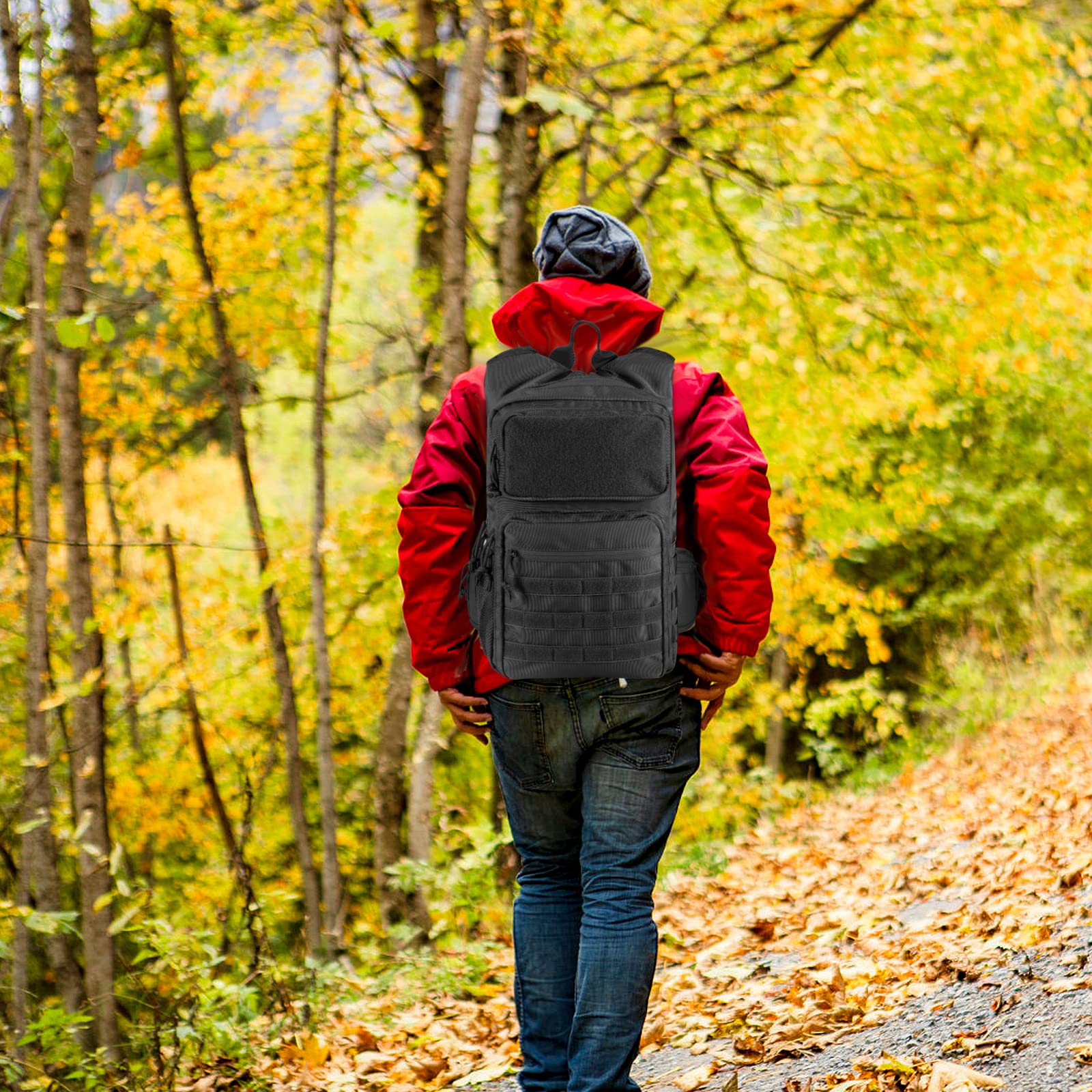 FRTKK worn by hiker drinking from tube showing hands-free hydration benefit