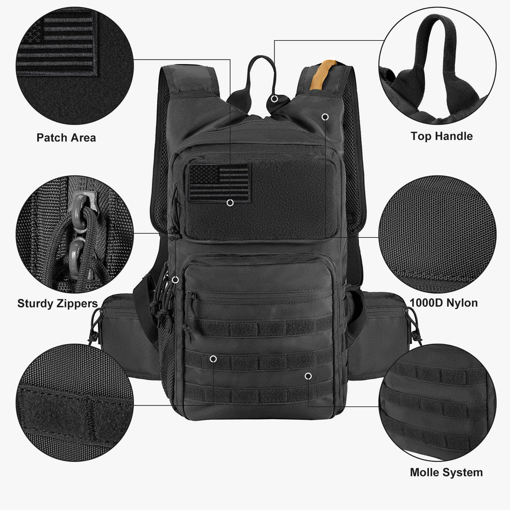 FRTKK open zippered pockets showing organized storage for essentials benefit