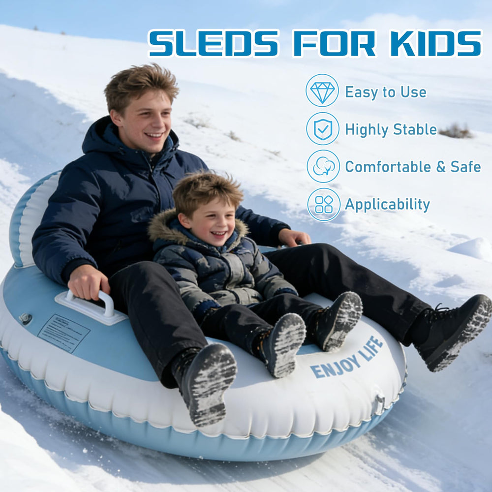 FRTUI family using the tube on a gentle hill for outdoor fun