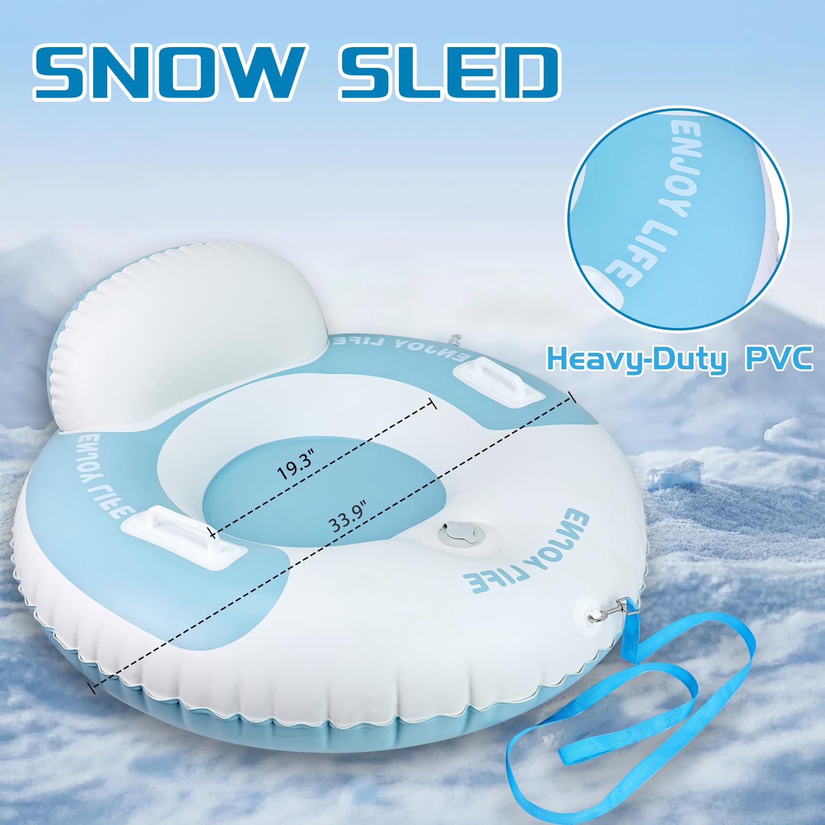 FRTUI folded snow tube compactly stored in trunk for easy transport