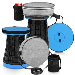 Fuairmee stool front view showing compact folded form and easy transport