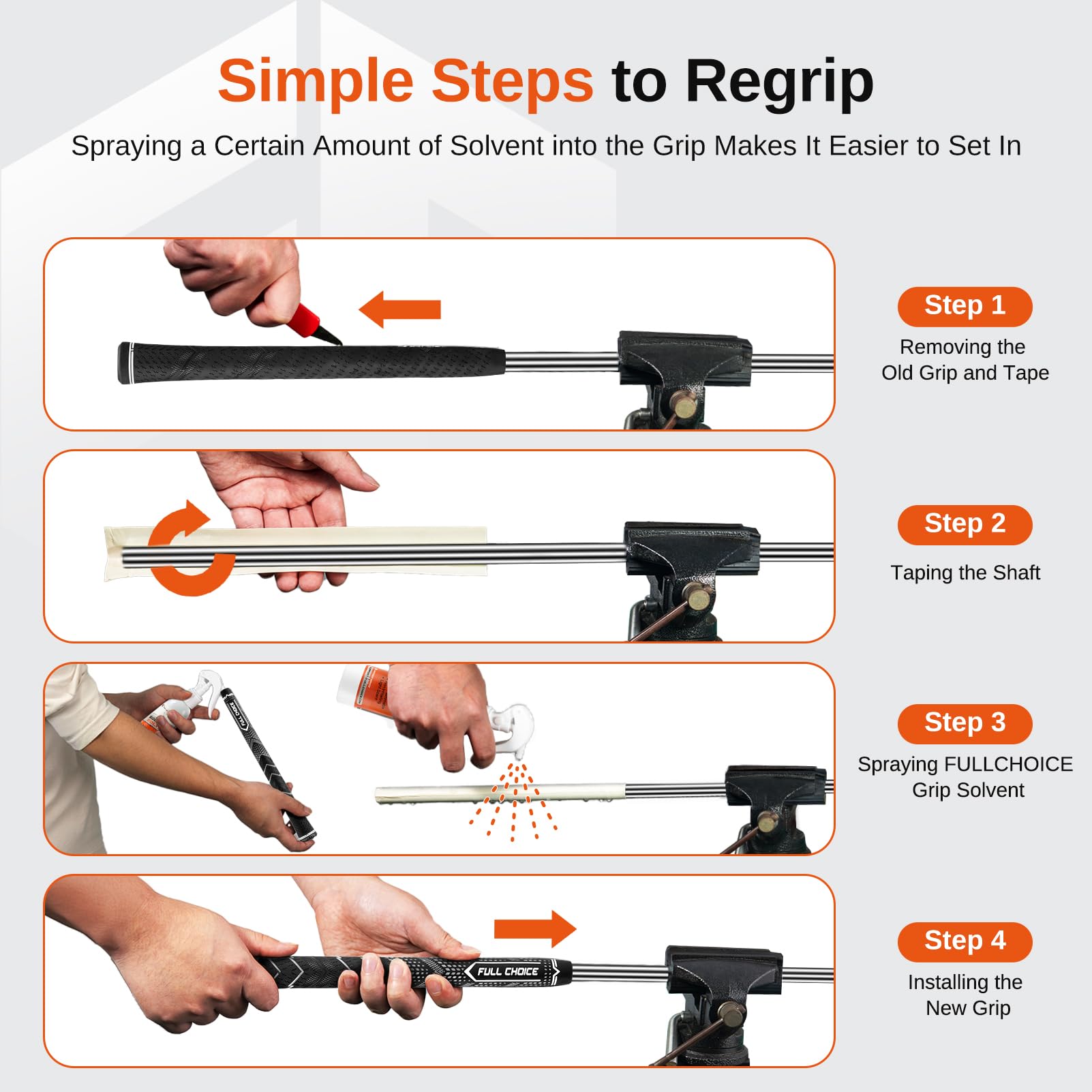 Full Choice deluxe kit contents laid out showing included tools for quick regrip