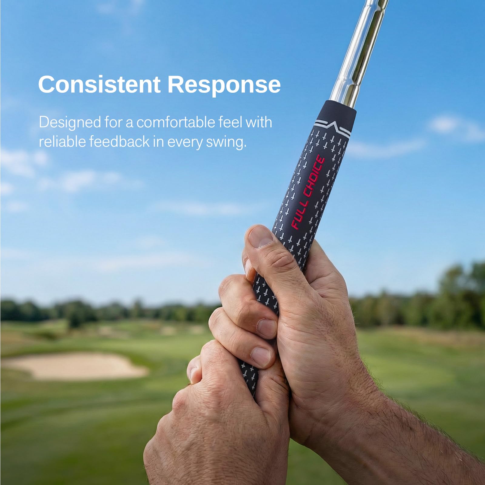 Full Choice grip installed on an iron showing firm control and responsiveness benefit