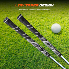 Full Choice grip installed on club in swing motion, better control and stability benefit