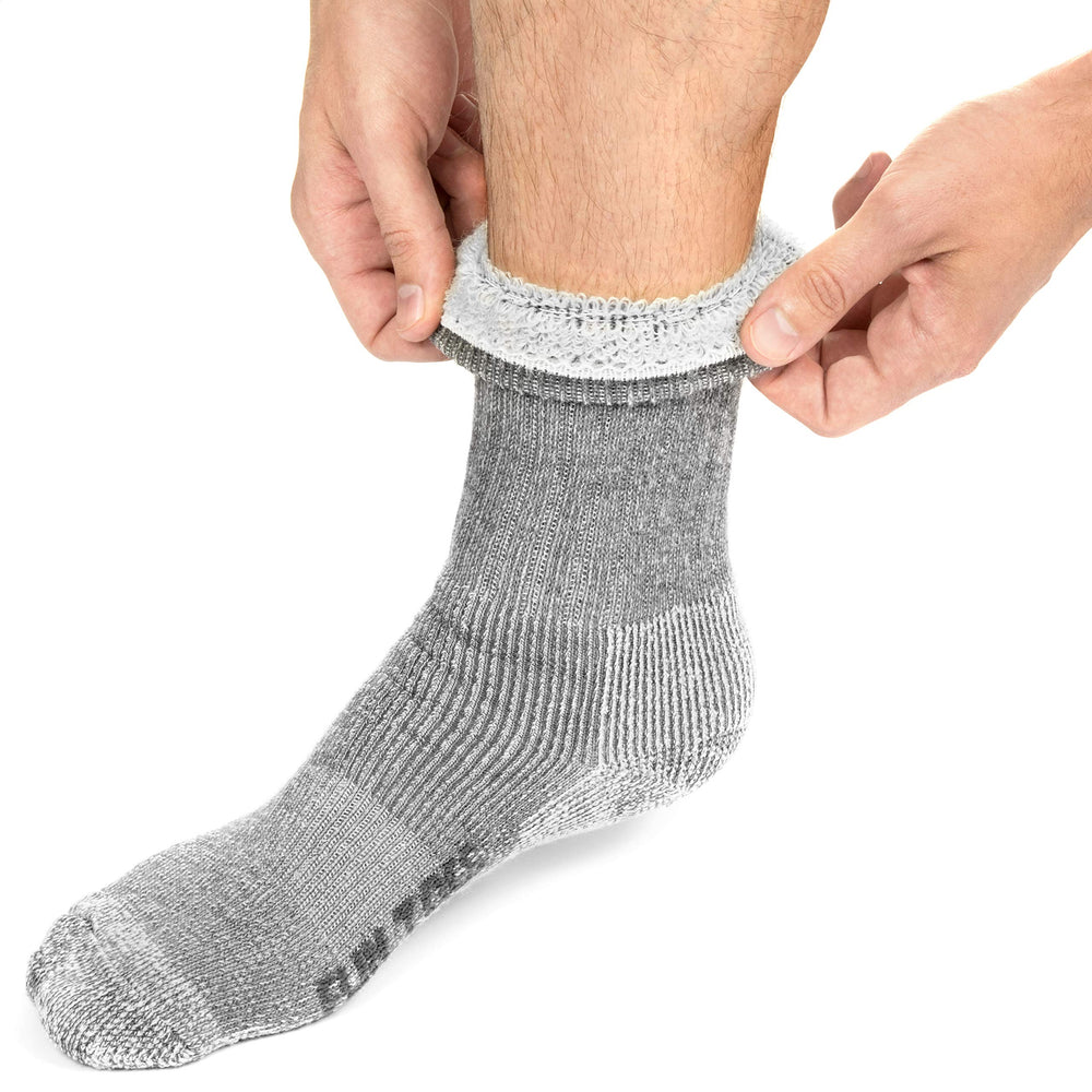 FUN TOES on hiker's feet on trail demonstrating warmth and outdoor performance