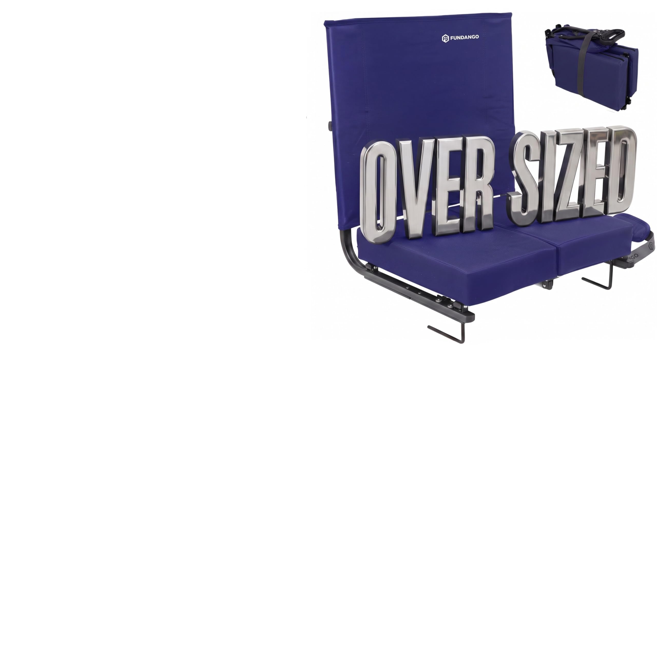 FUNDANGO front view of seat showing wide cushion and durable fabric for comfort
