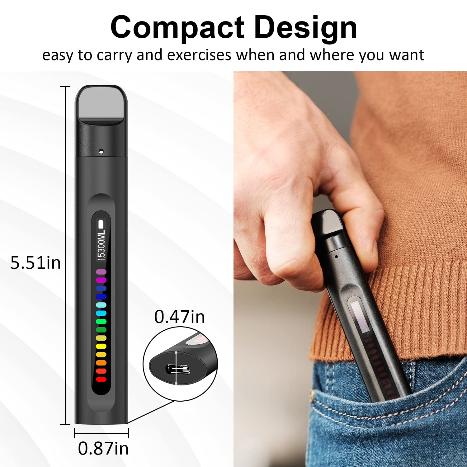 funotes charging port with cable highlighting rechargeable, battery-free use