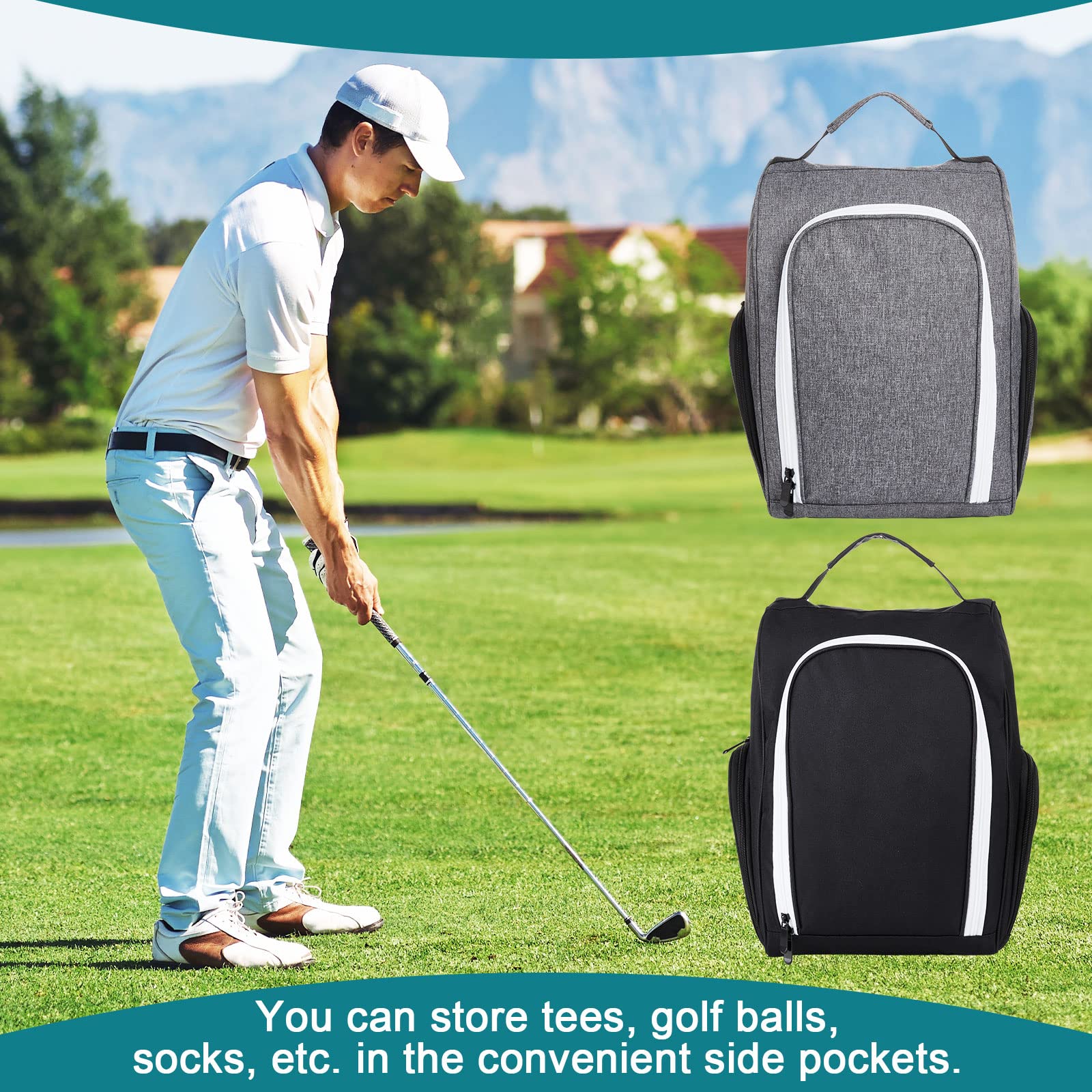 Funtery lifestyle shot of a golfer carrying the bag emphasizing easy transport