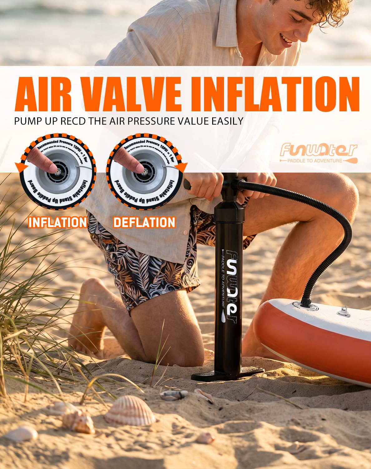 FunWater rolled board in backpack to show portability and travel convenience