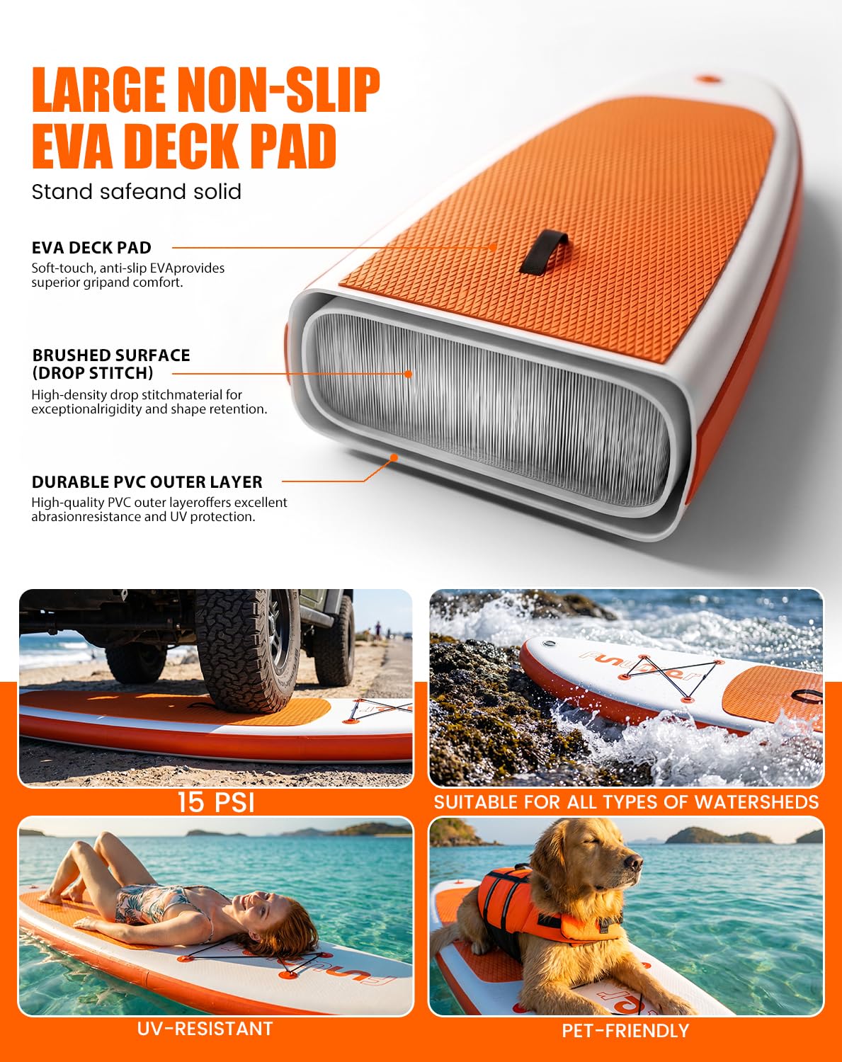 FunWater underside showing three-fin setup for improved tracking and control