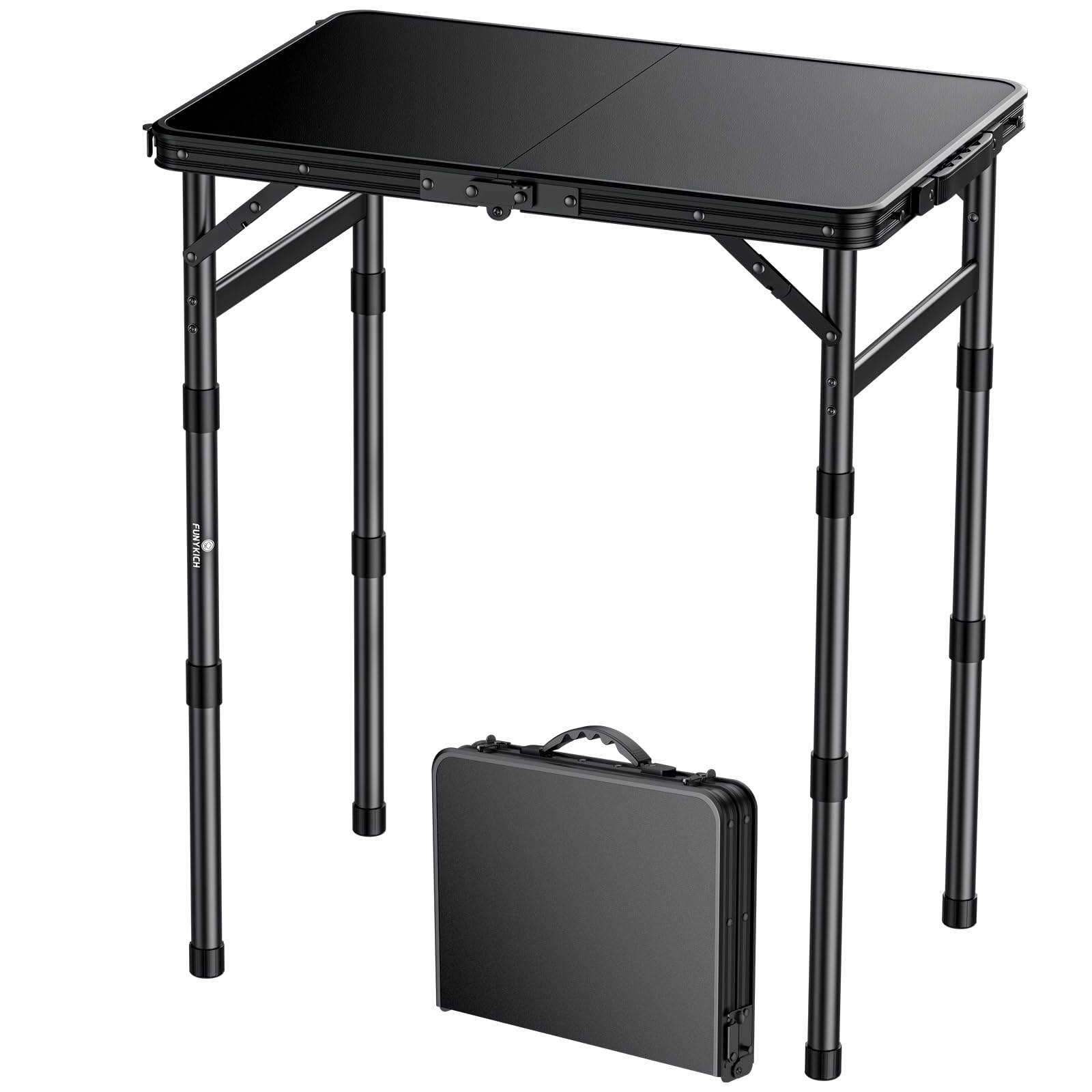 FUNYKICH front view folded table showing compact transport and convenience