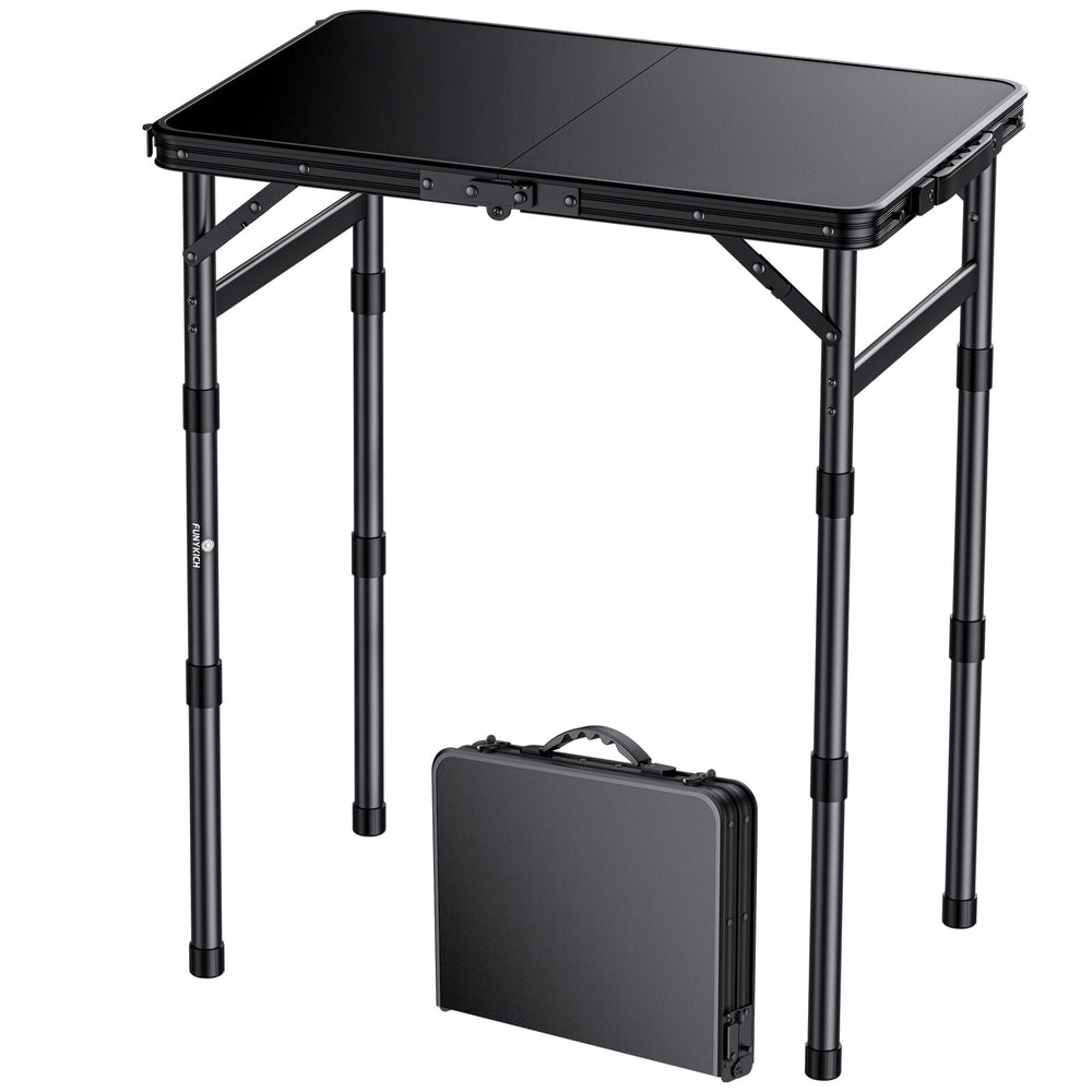 FUNYKICH front view folded table showing compact transport and convenience