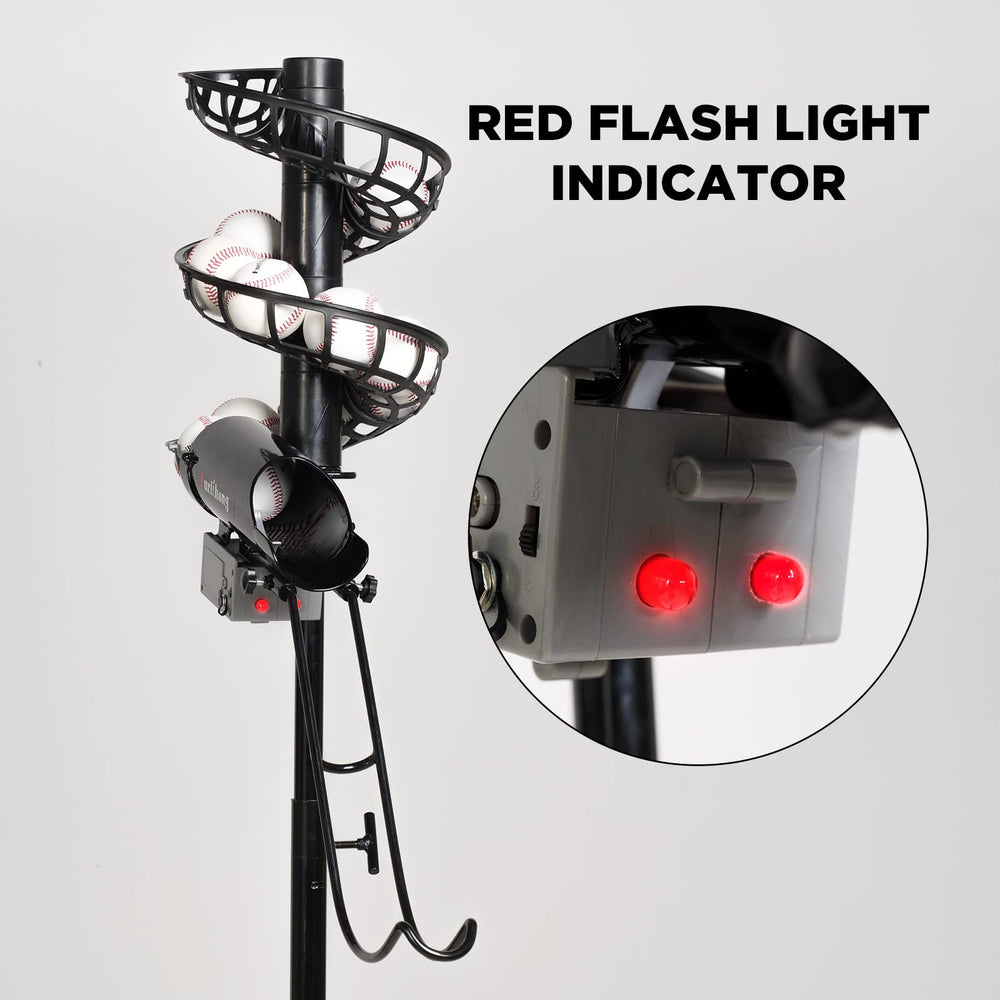 Furlihong mounted to 777BH pitching machine, ensures smooth ball feeding compatibility