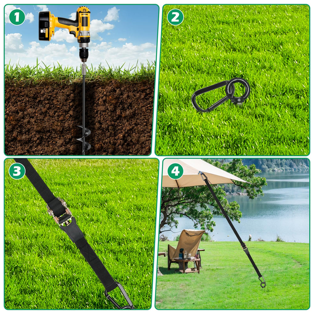 Fuuner stake driven into soil depth demo showing reliable pullout resistance advantage