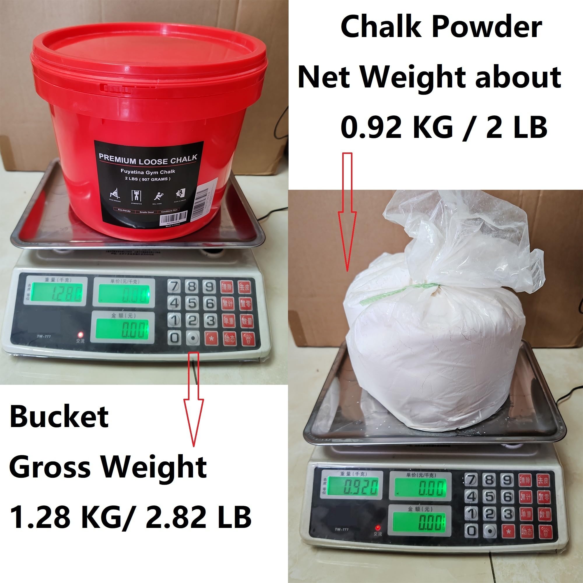 Fuyatina open bucket revealing loose chalk texture for quick sweat absorption benefit