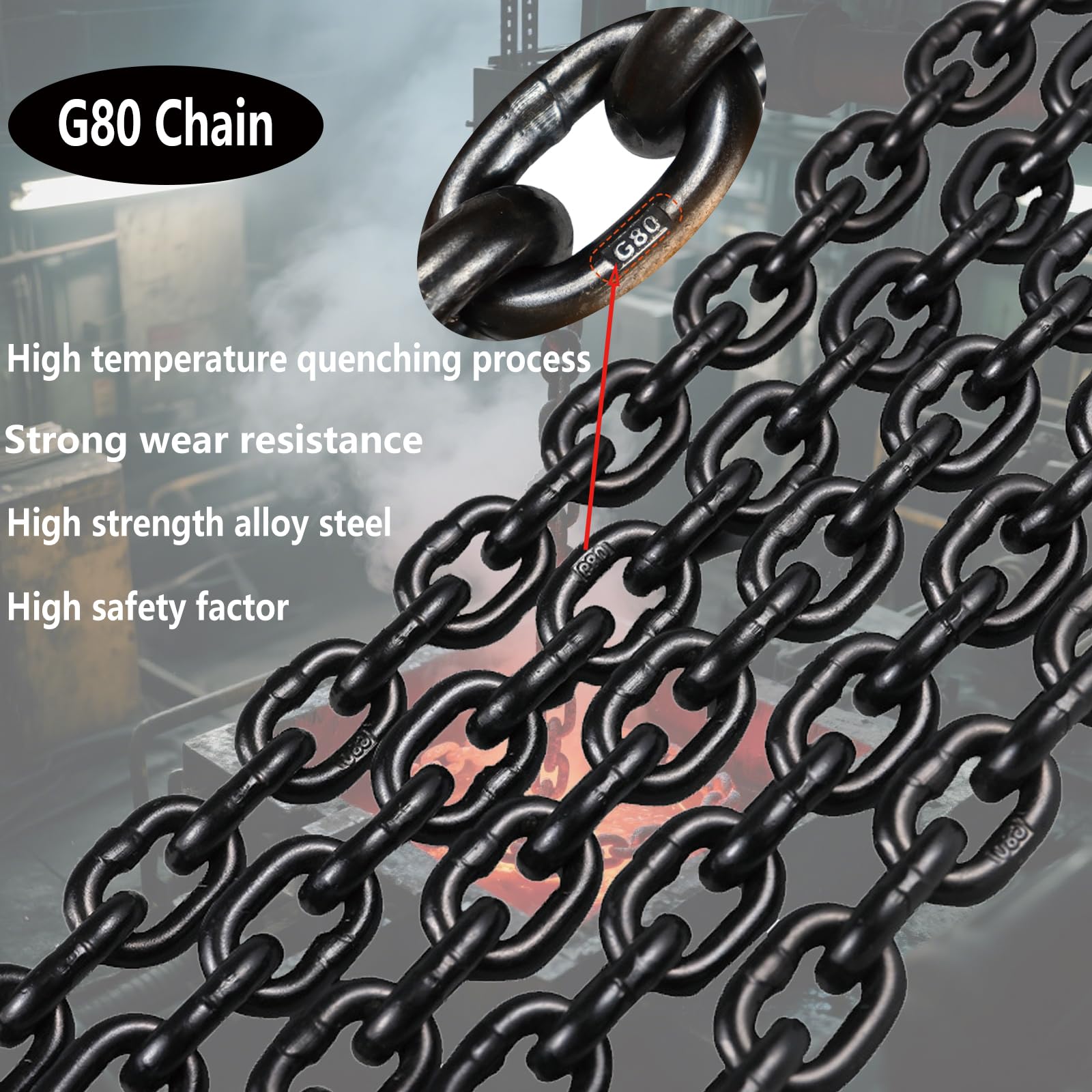 FYANER galvanized chain texture highlighting rust-resistant finish advantage