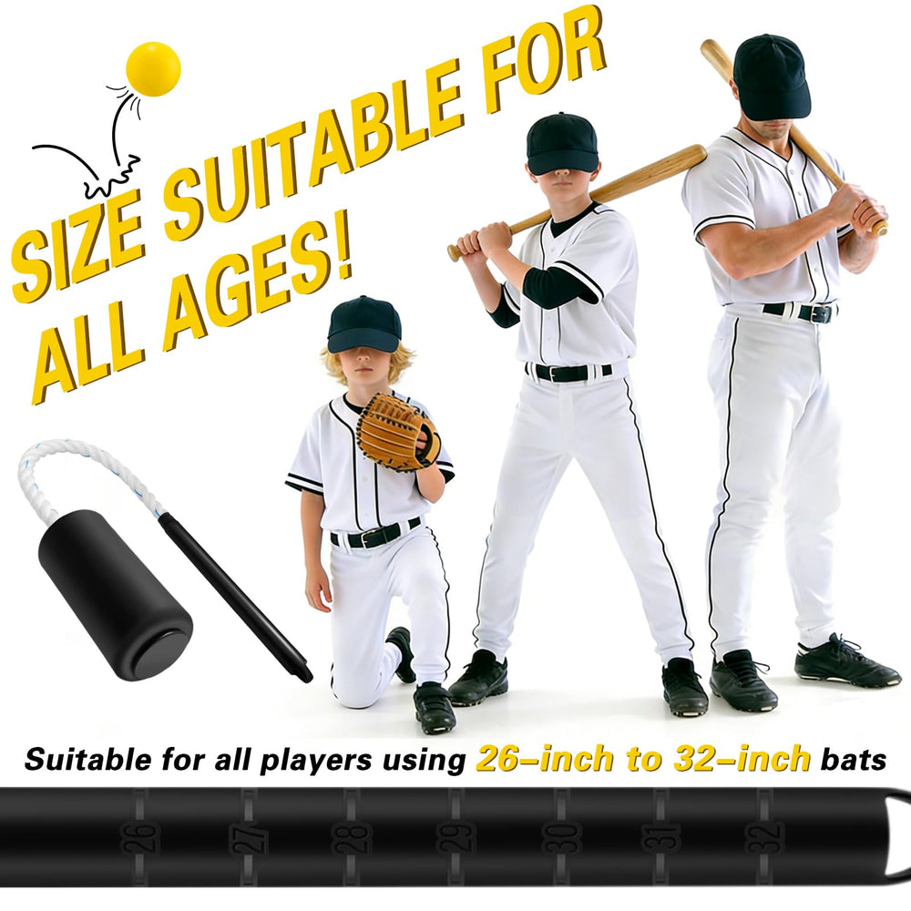 Fycitdu trainer next to a standard bat showing scale and one-size-fits-many benefit