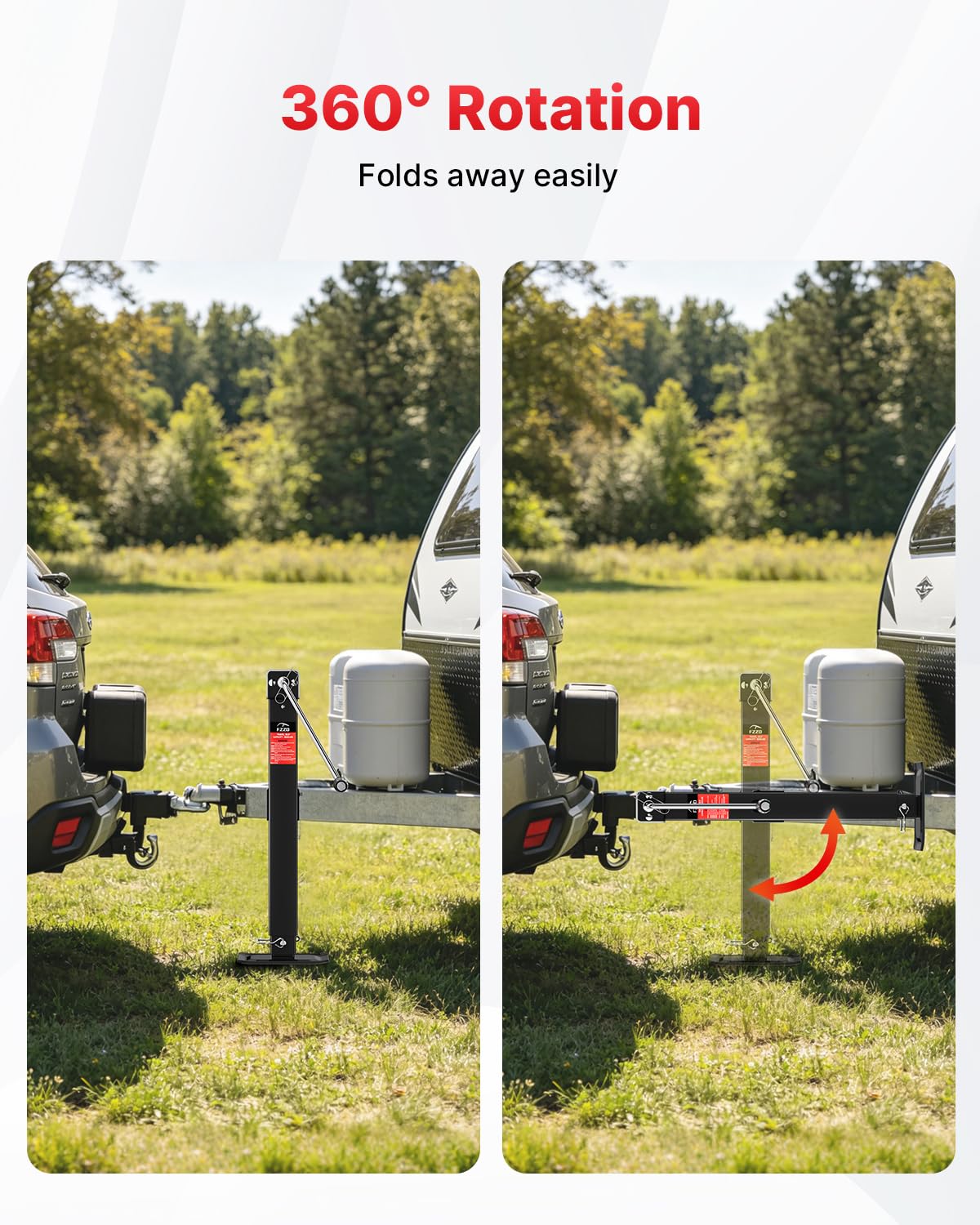 FZZD lift range measurement scale showing wide 13.9"–42.6" travel