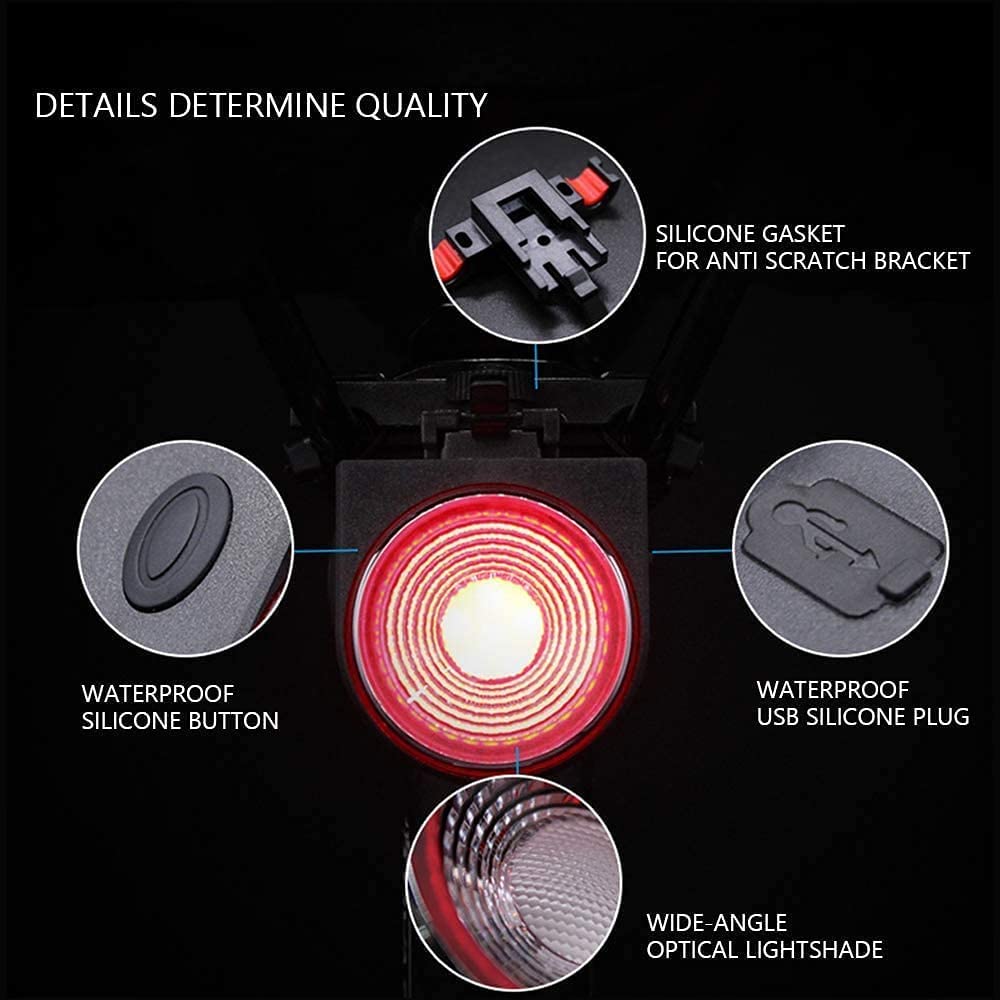 G Keni tail light on wet trail demonstrating IPX5 splash resistance for reliable use